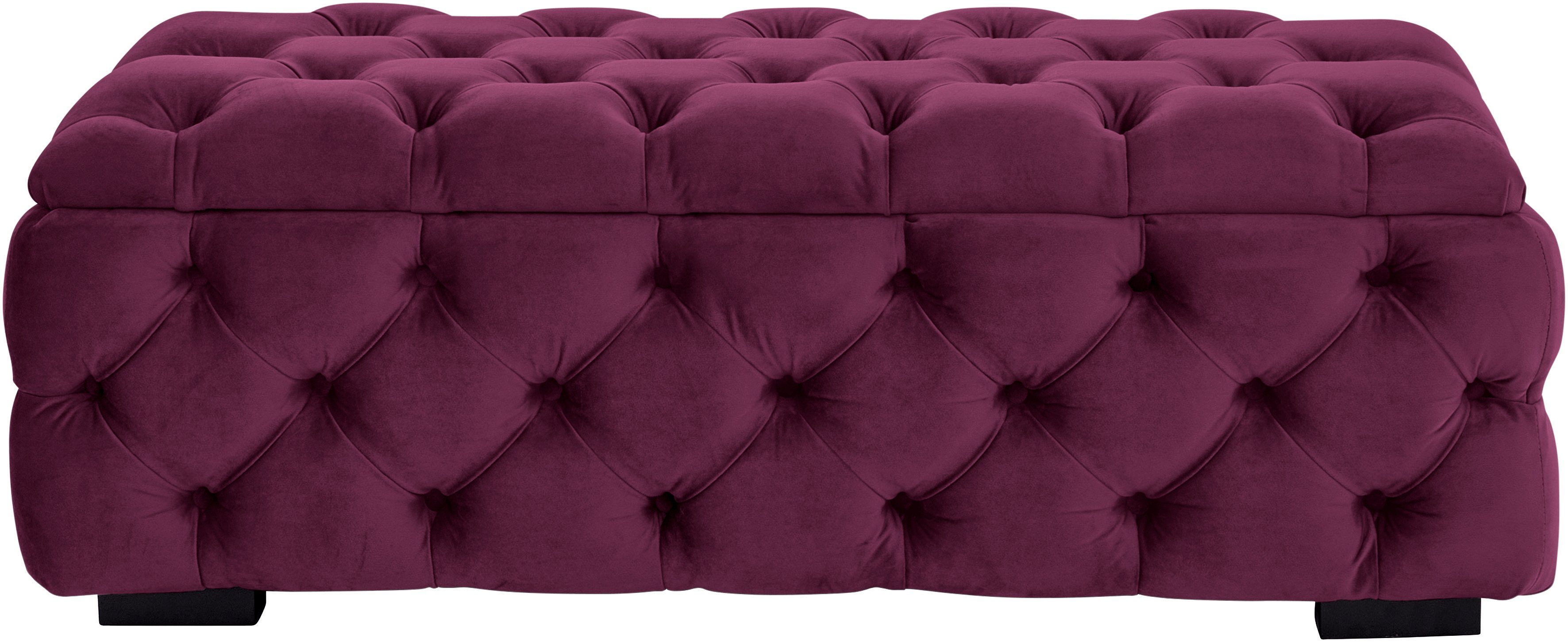 Home affaire Polsterhocker KALINA, hochwertige Knopfheftung, B/T/H: 120/55/45 cm, mit Staufach und innenliegenden Laschen zur besseren Aufbewahrung