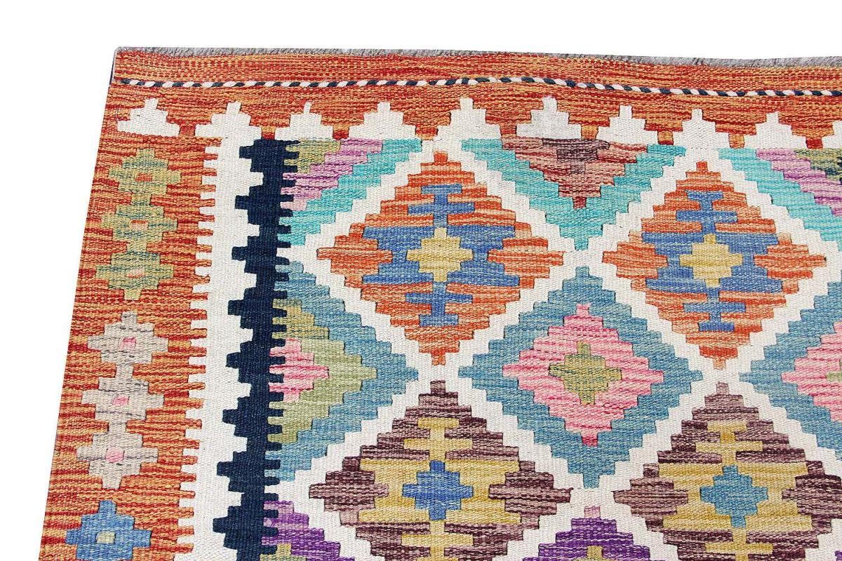 Orientteppich Kelim Afghan 104x199 Handgewebter 3 mm Orientteppich Läufer, Trading, Nain rechteckig, Höhe