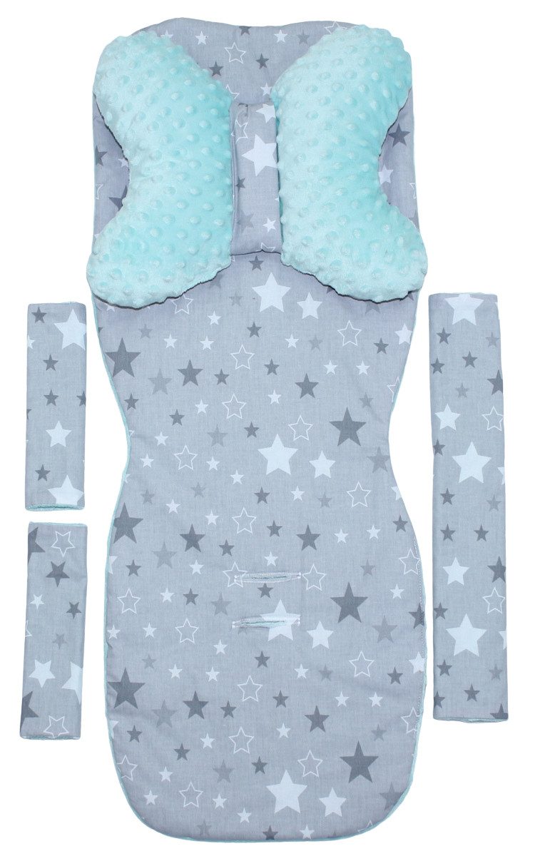 Primawela Kinderwagen-Sitzauflage für Kinderwagen 5 tlg Minky Set für Buggy Sitzeinlage Auflage