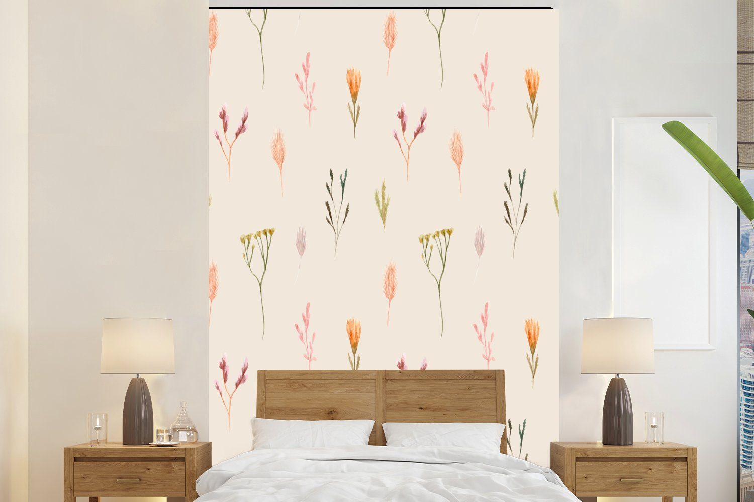 (3 MuchoWow Wohnzimmer, - Tapete - Farben, Fototapete Matt, Montagefertig Wandtapete für bedruckt, Blumen St), Vinyl Pastell
