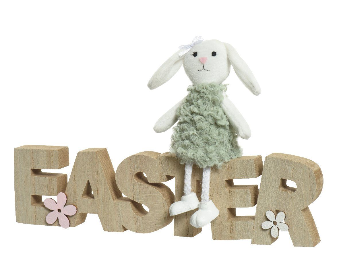 Decoris season decorations Dekoobjekt, Deko Aufsteller Osterhase auf Easter Schriftzug 25x16cm natur braun