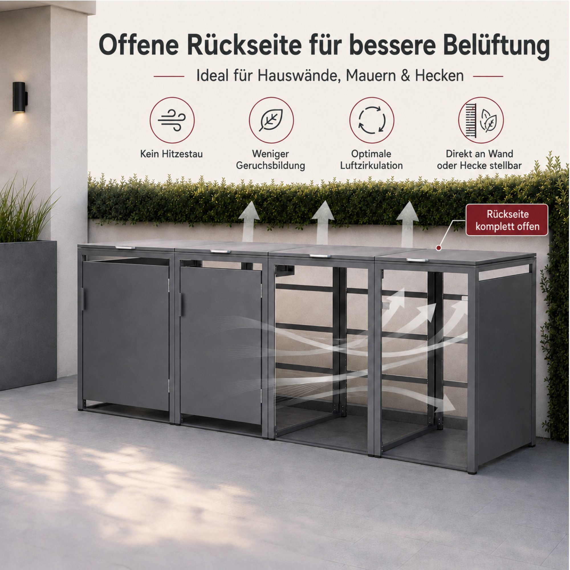 Albatros International Mülltonnenbox Mülltonnenbox 2er Hauswandversion 120L bis 240Lfür Zwei Tonnen