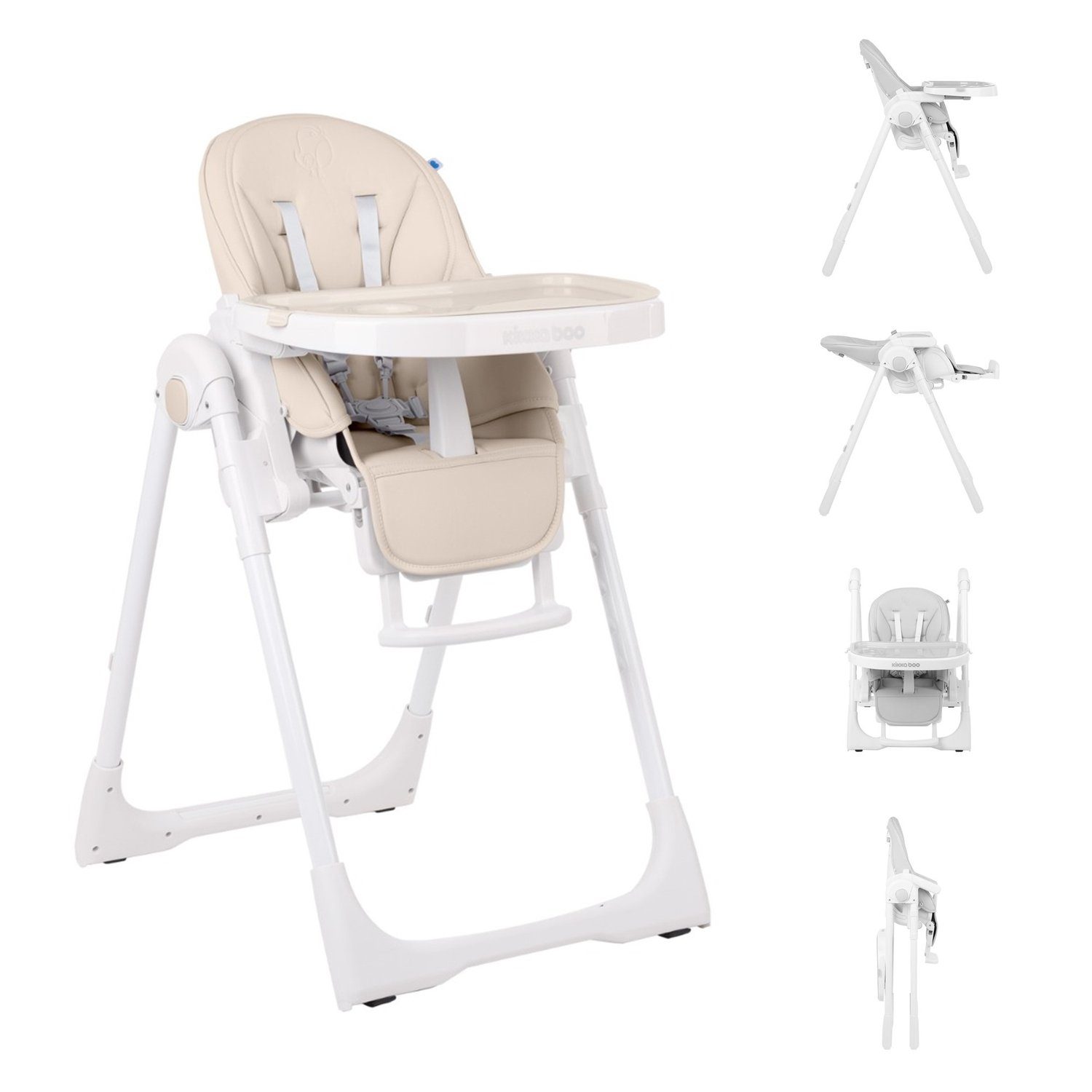 Kikkaboo Hochstuhl Hochstuhl Pastello, klappbar verstellbar Becherfassung Tisch abnehmbar beige