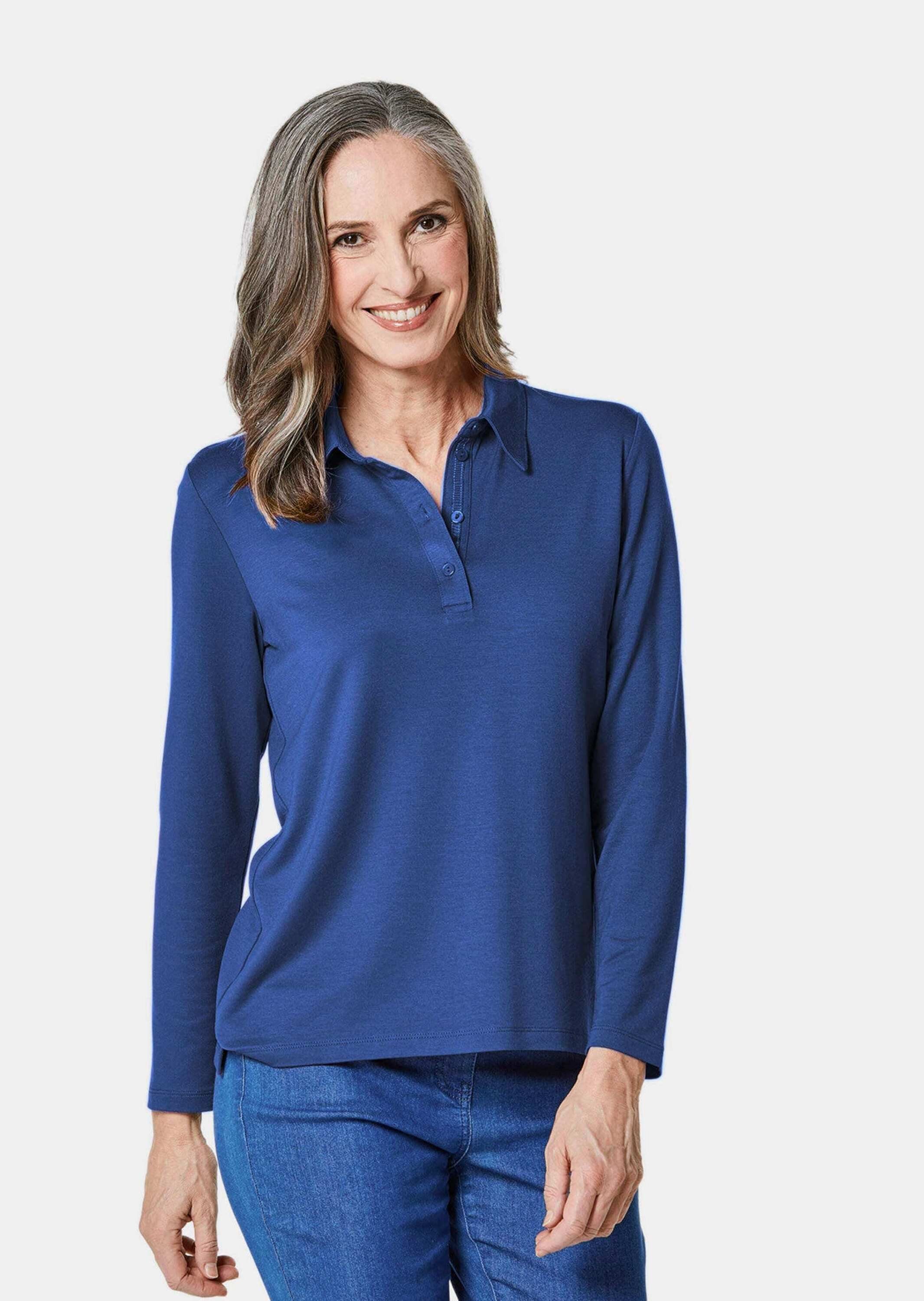 GOLDNER Poloshirt Langarm Poloshirt mit Schmuckband günstig online kaufen