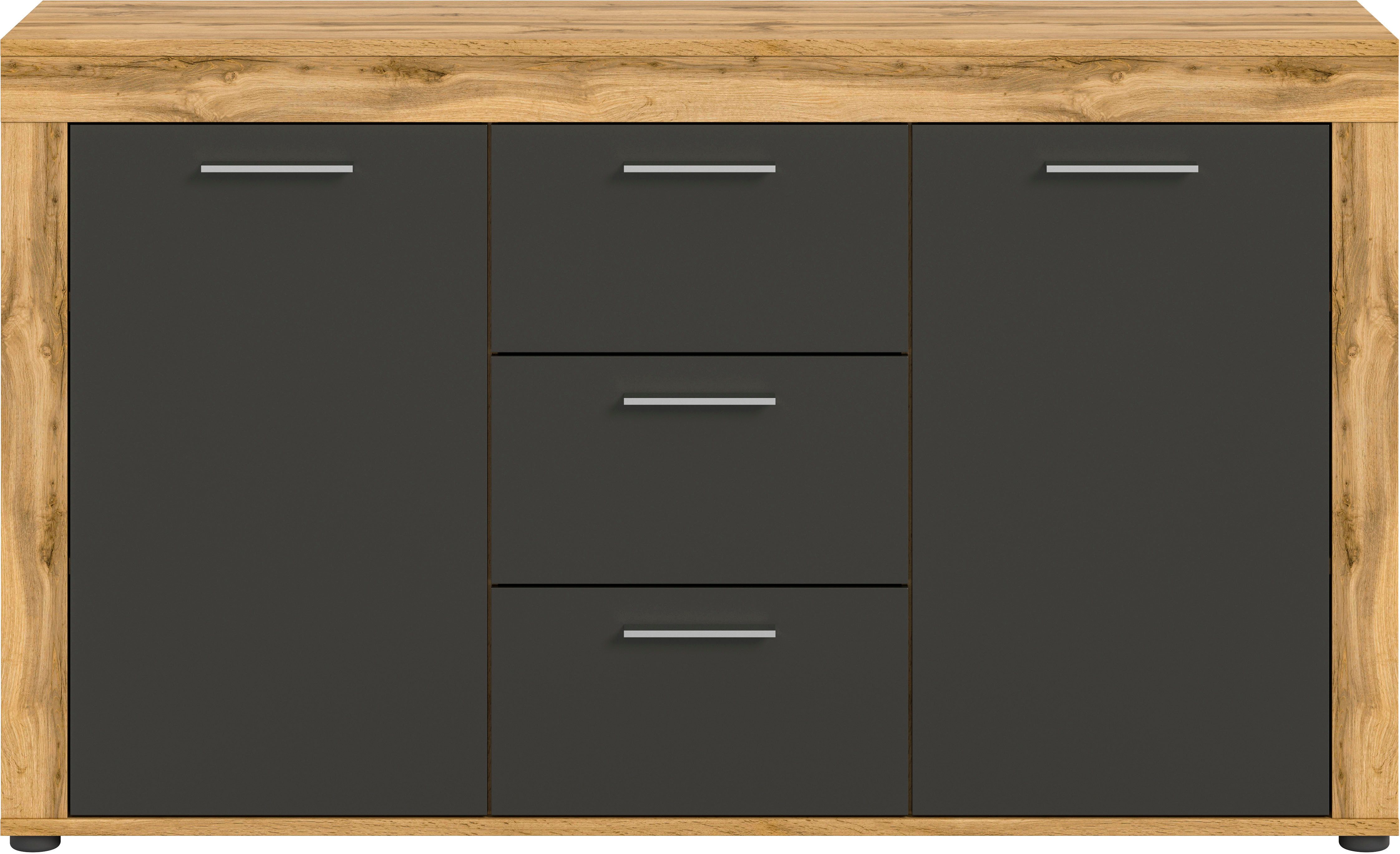 OTTO home Sideboard AOSTA, Breite 125 cm, 2 Türen, 3 Schubkästen, 4 Fachböden (in verschiedenen Farbausführungen, individuell kombinierbar), Kommode, Schrank, Anrichte, Standschrank, Board, Wohnzimmer