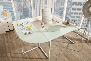 riess-ambiente Eckschreibtisch BIG DEAL 180cm mattweiß (Einzelartikel, 1-St), Arbeitszimmer · Glas · Metall · groß · Modern · Home Office · Büro