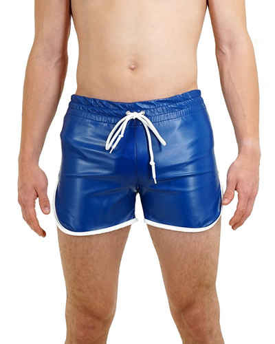 BOCKLE Lederhose Bockle® Quick Pants Faux BLUE Sexy blaue Kunstlederhose kurz CSD Gay Leder Shorts