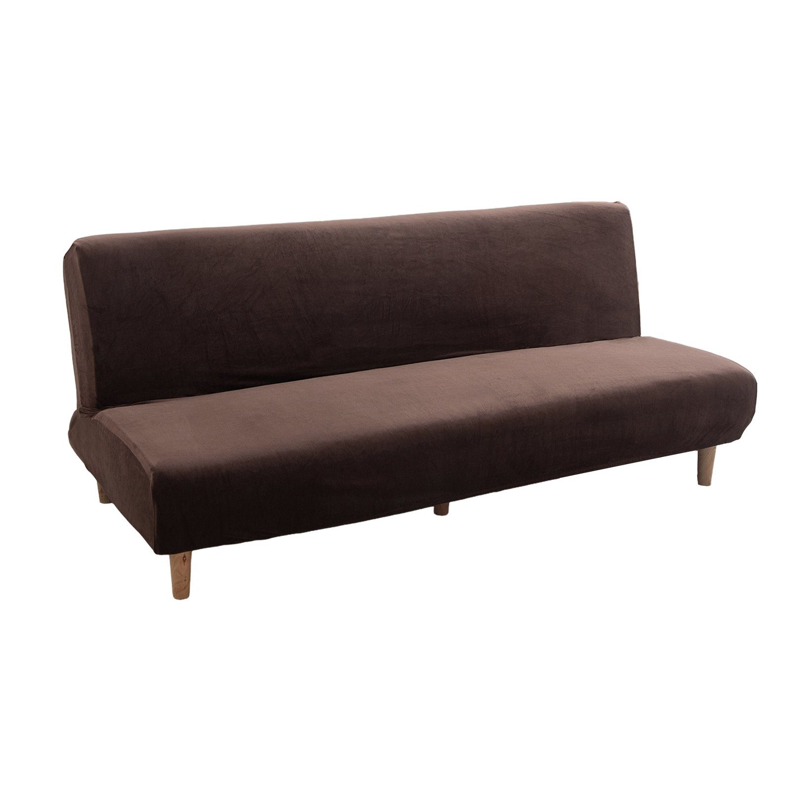 Sofahusse Stretch, für Klappsofa, Samt, Rosnek Braun armloses