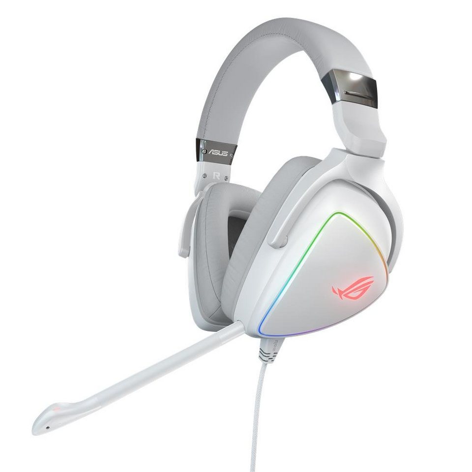 Asus ROG Delta White Edition Gaming-Headset (Mikrofon abnehmbar),  Verbesserter Komfort mit ergonomischer D-Form und ROG-Hybrid-Ohrpolstern