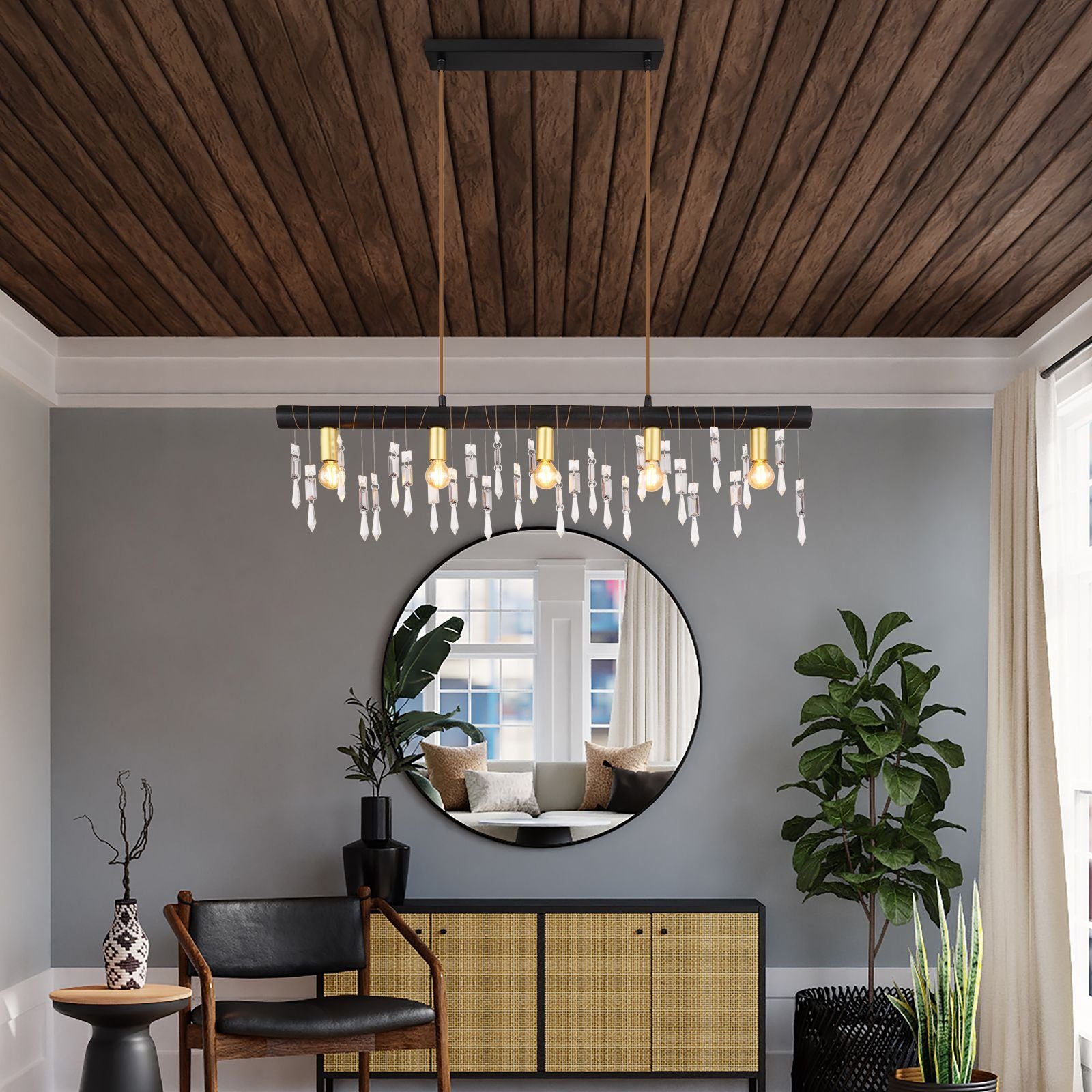 GLOBO LIGHTING Hängeleuchte Hängeleuchte Wohnzimmer Schlafzimmer Hängelampe Glaskristalle