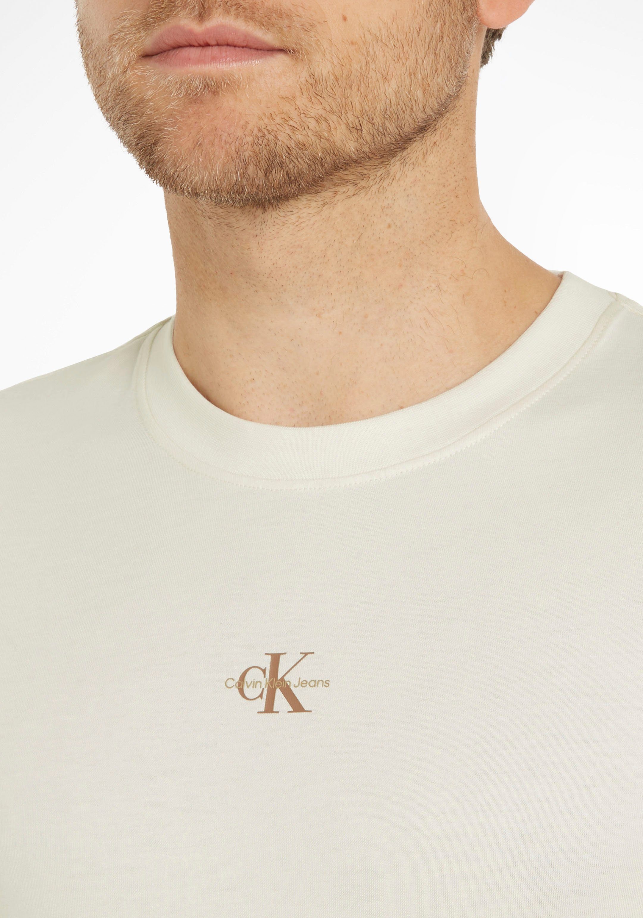 Calvin Klein Jeans T-Shirt MICRO TEE Logo-Druck Ivory mit MONOLOGO kleinem