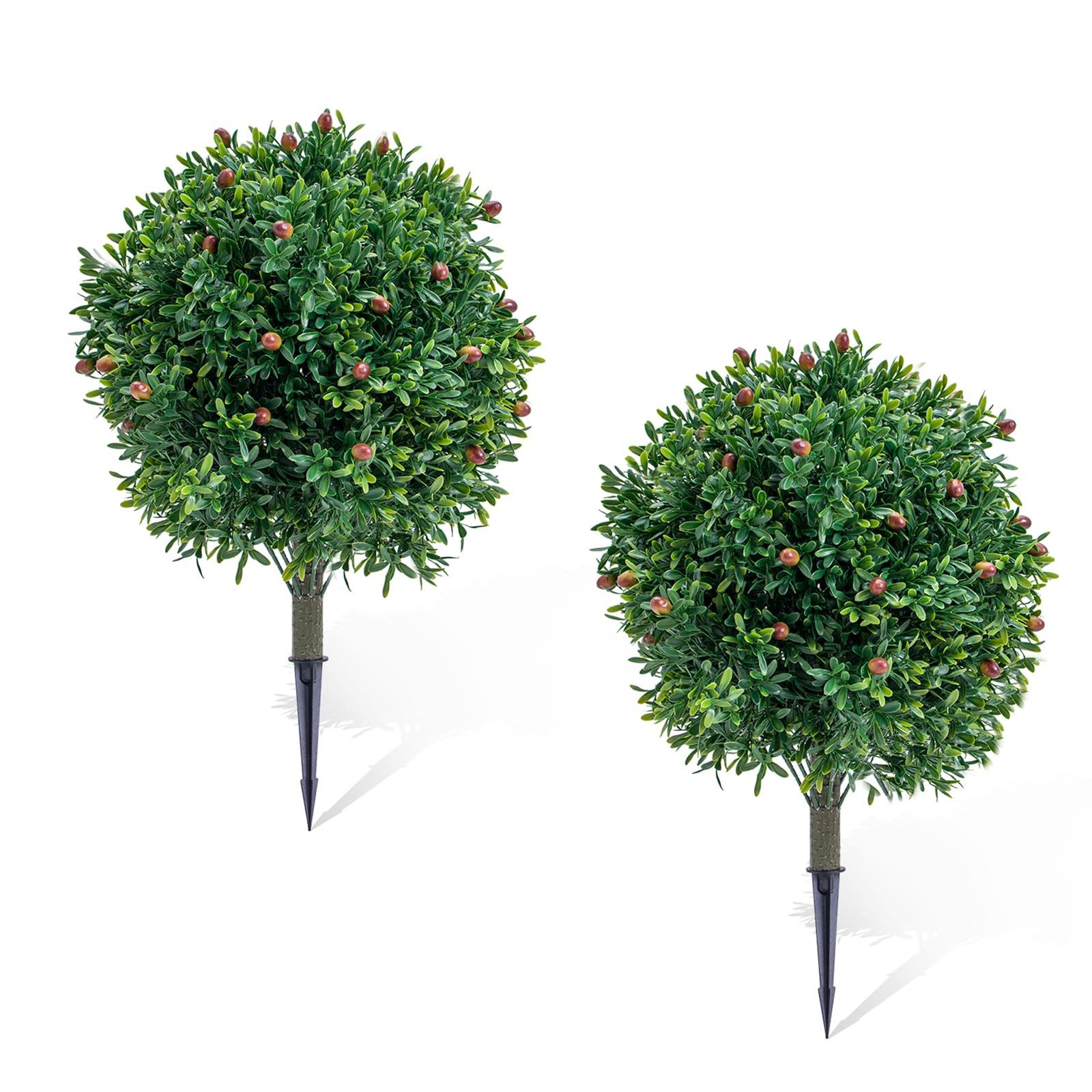 Kunstbaum Künstlicher Kugelbaum Mit Erdspieß 2er Set, GarveeMore