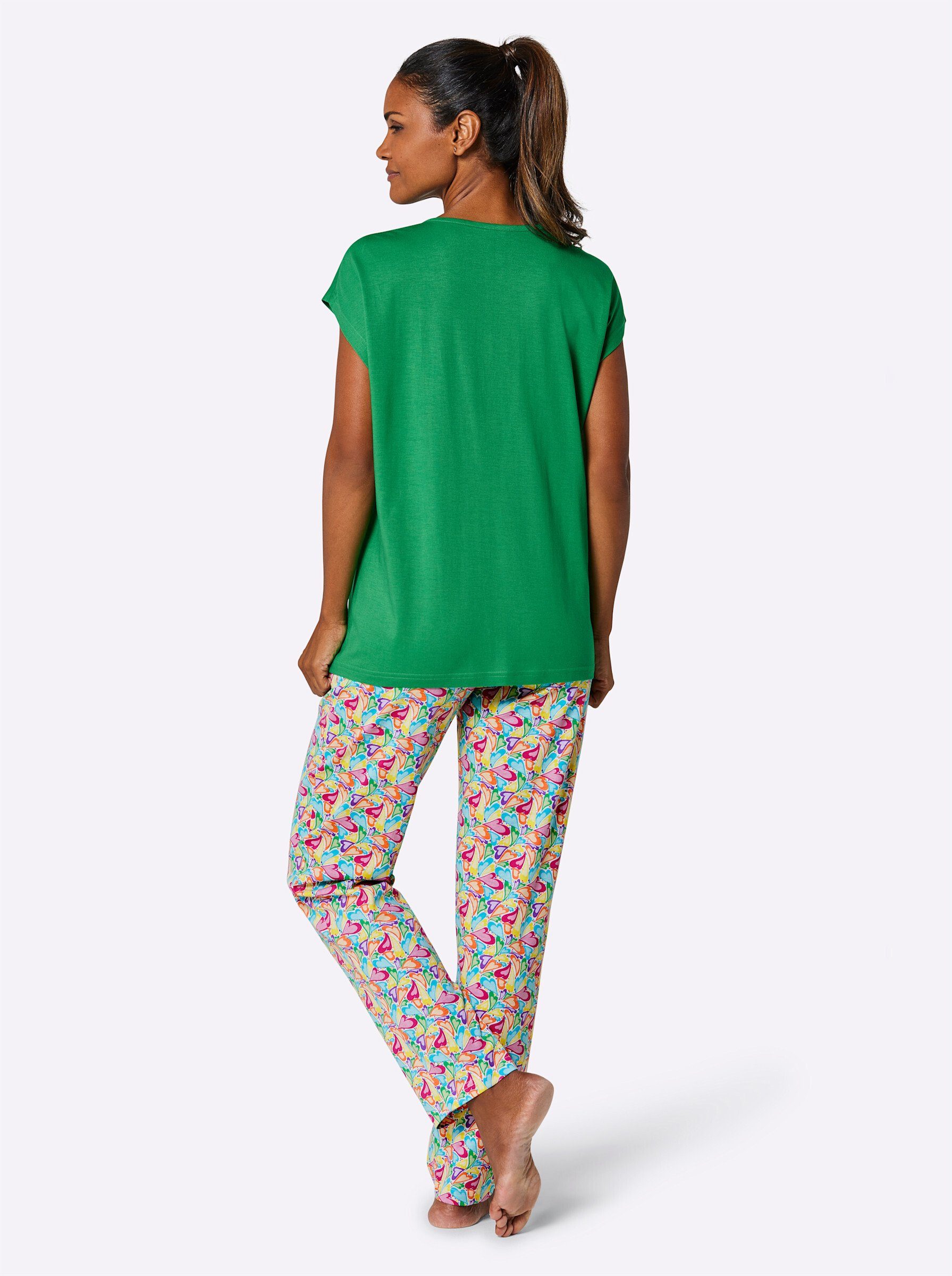 WITT grasgrün-sonnengelb-bedruckt Schlafanzug WEIDEN