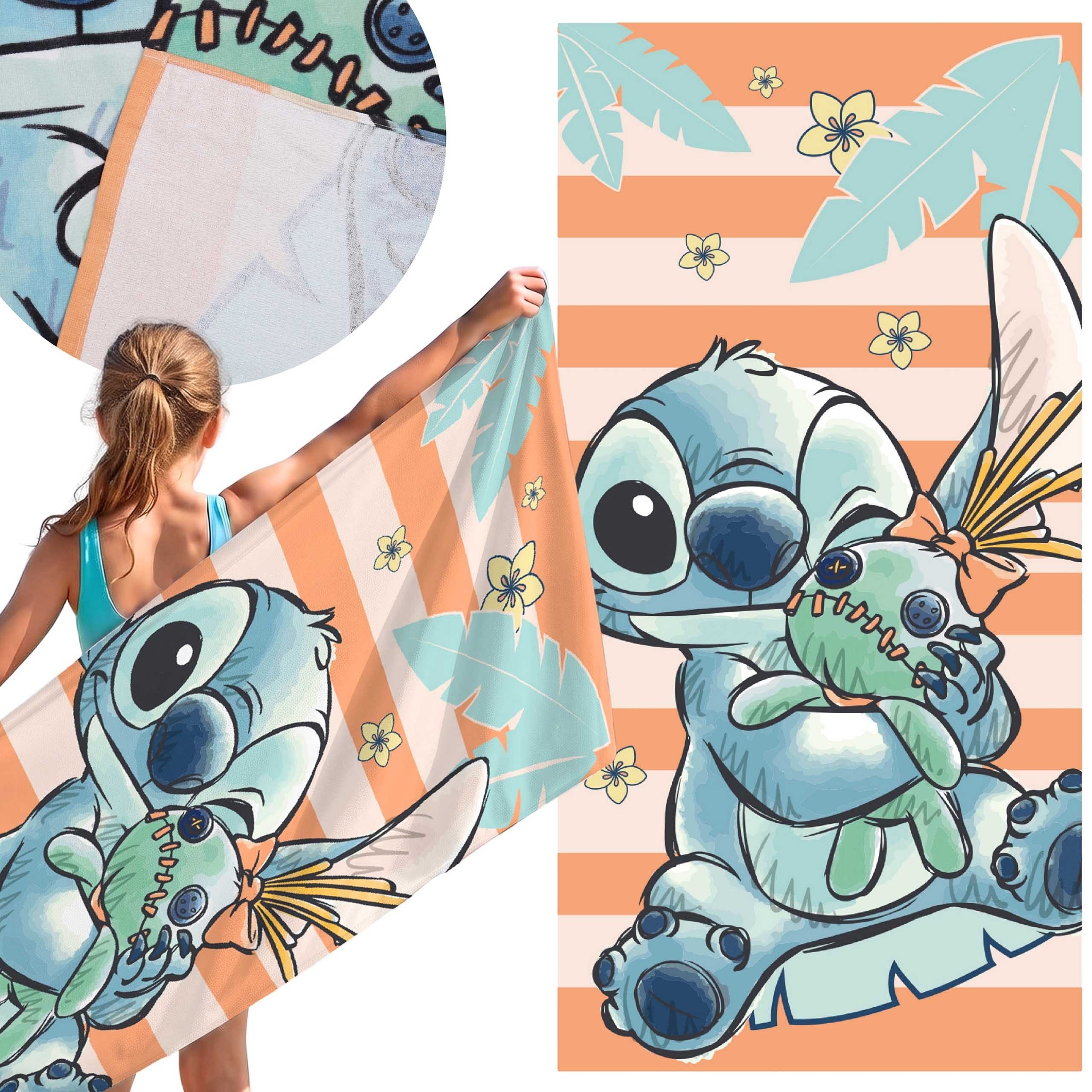 Sarcia.eu Badetücher Disney Stitch, oranges Badetuch aus Baumwolle, 70 x 140 cm