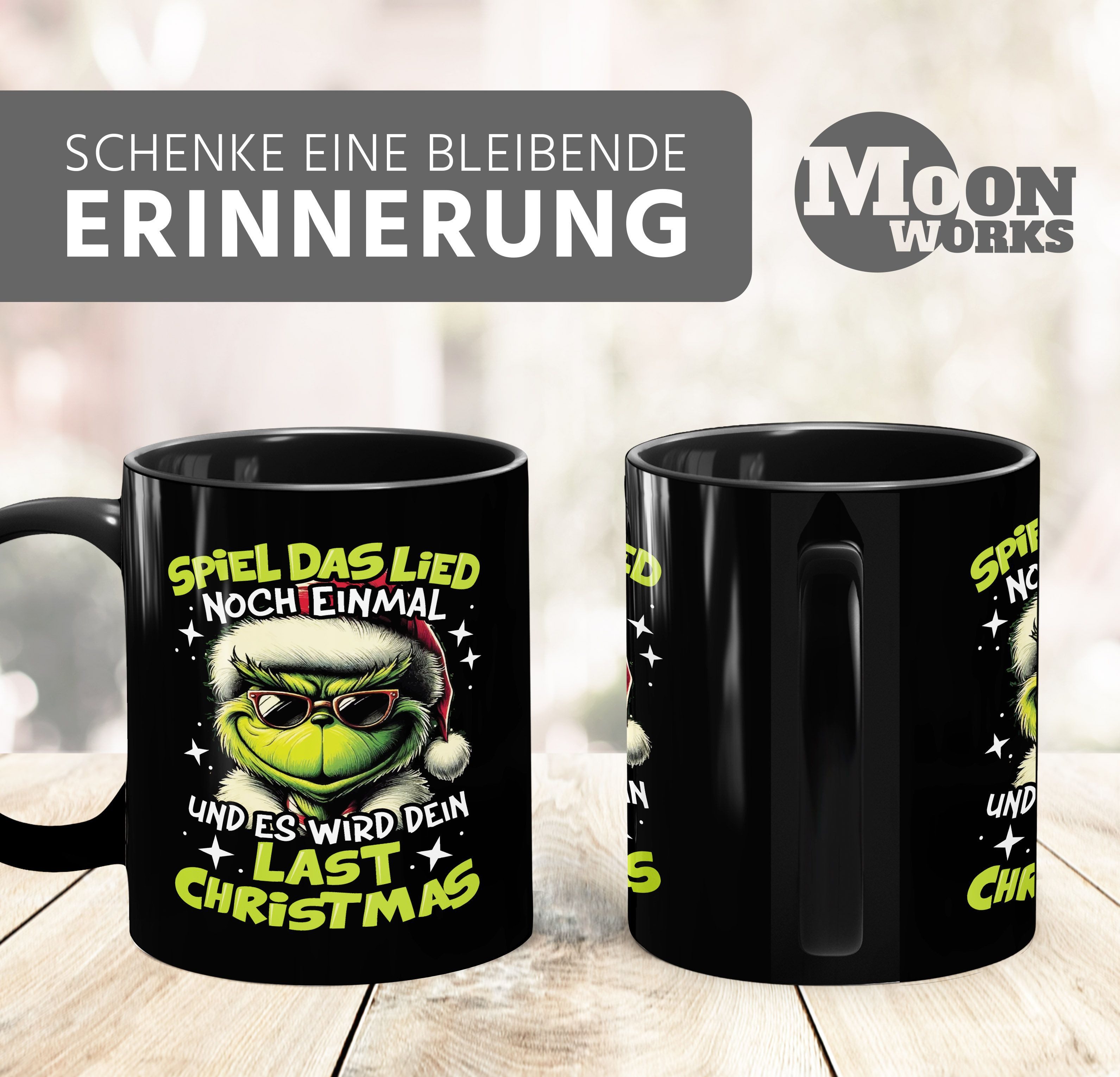 MoonWorks Tasse Tasse Weihnachten Grinch Geschenkidee Weihnachtsmuffel Kaffebecher, Keramik – Bild 2 von 4