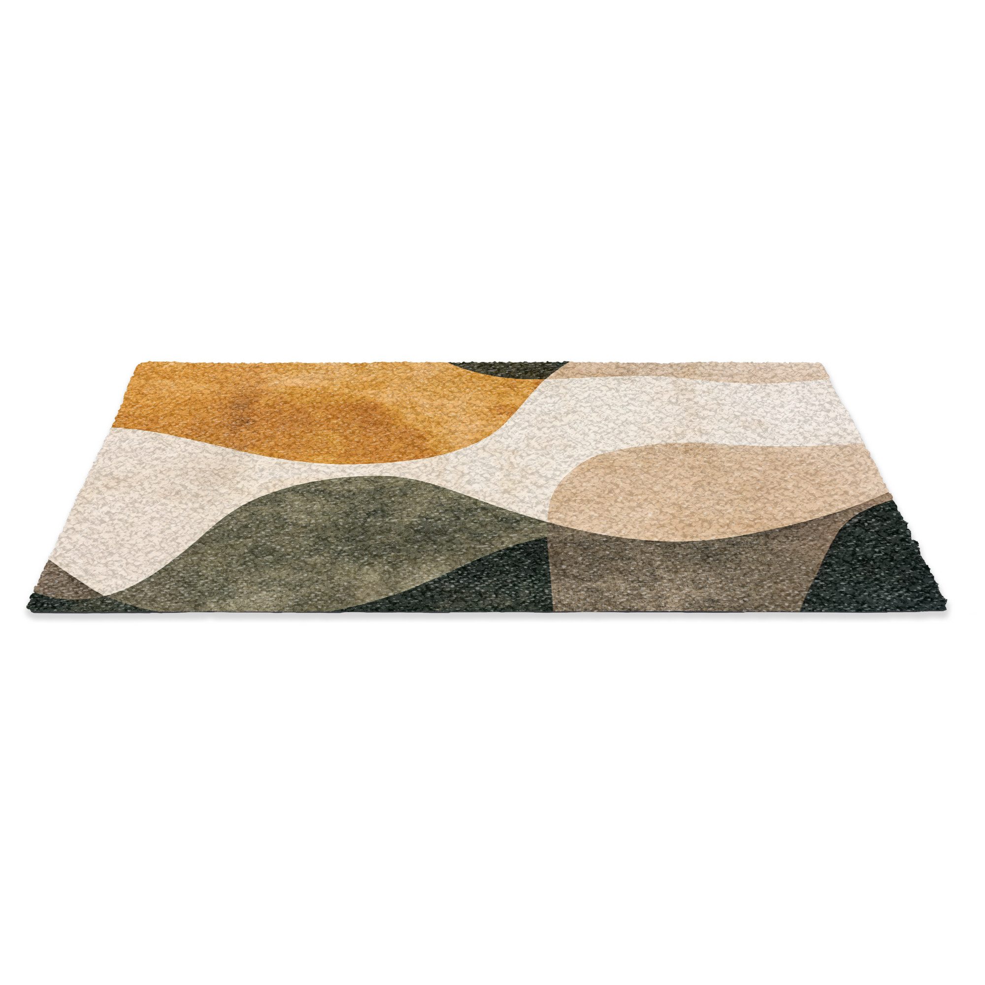MuchoWow Fußmatte Formen - Ockergelb - Abstrakt, Rechteckig, innen Schmutzf günstig online kaufen
