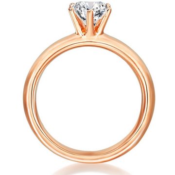 Trilani Silberring roségold, mit Zirkonia im Brillant-Look