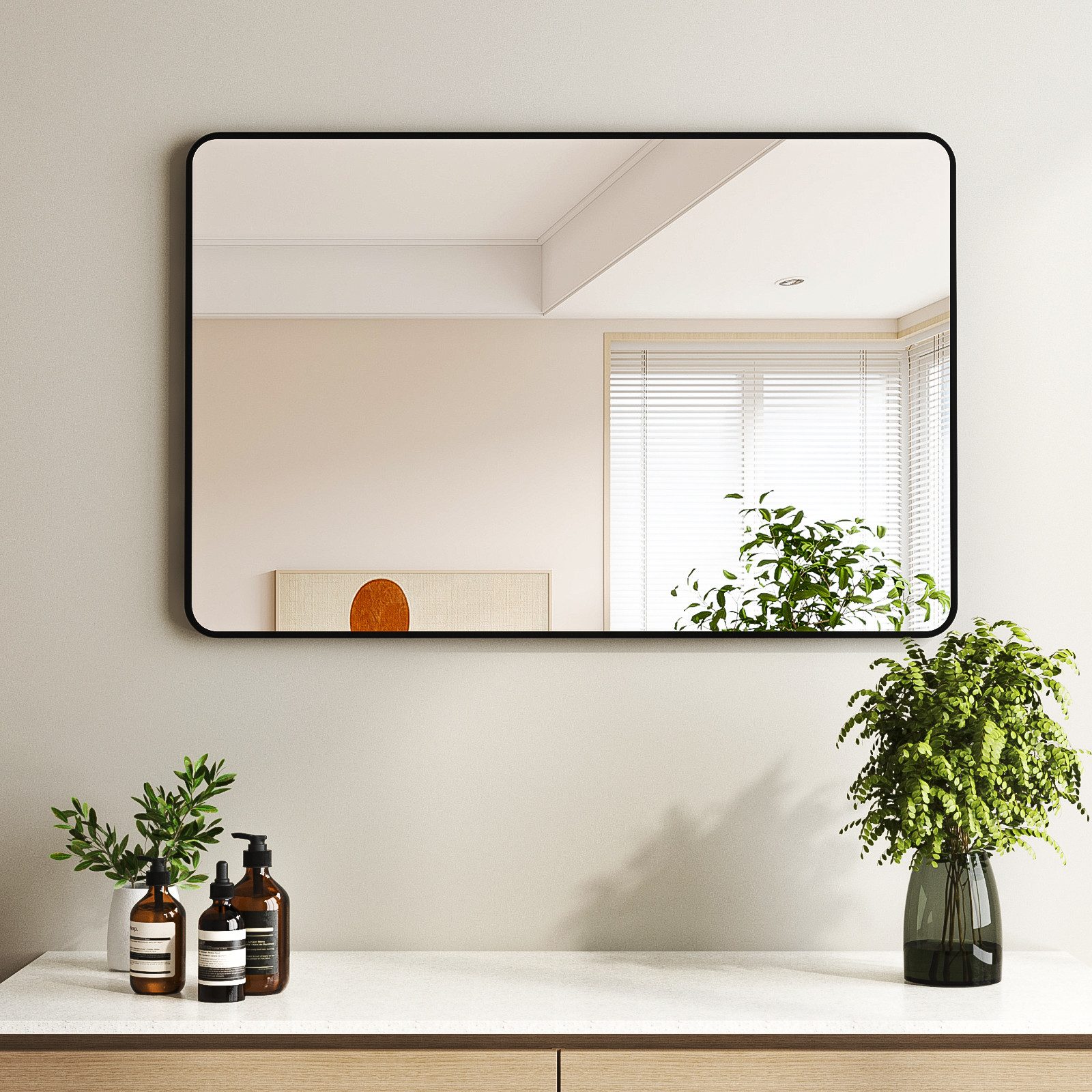 Hopibath Spiegel groß Wandspiegel groß 120x70 100x70 (Hängespiegel, Rechteckig), für Bad Schlafzimmer Wohnzimmer Hotel Garderobe