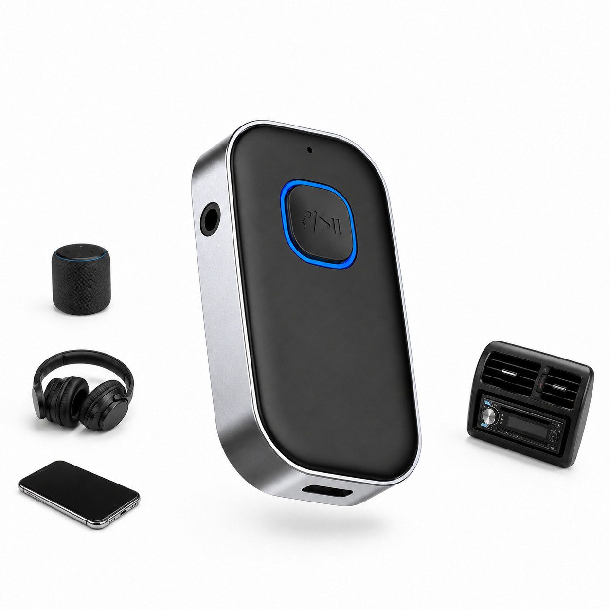 XEOOCE Bluetooth Adapter 5.0, AUX Empfänger, Musik & Freisprechen, Kabellos Bluetooth-Adapter