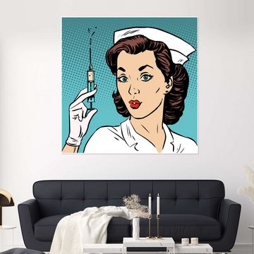 Posterlounge Poster Editors Choice, Krankenschwester mit Spritze, Illustration
