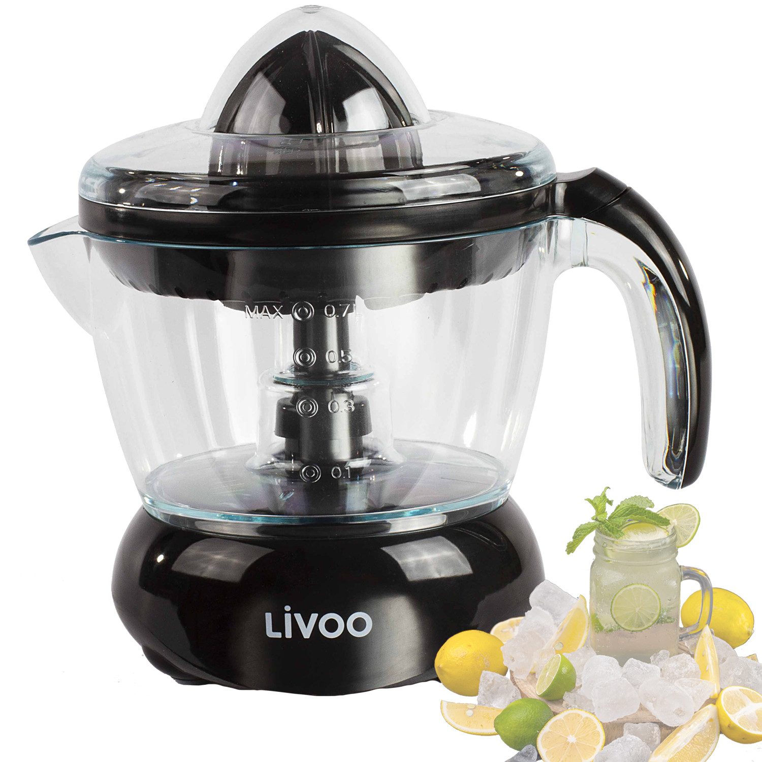 LIVOO Entsafter LIVOO Zitruspresse Saftpresse elektrisch 25 Watt 2 Presskegel DOD131N