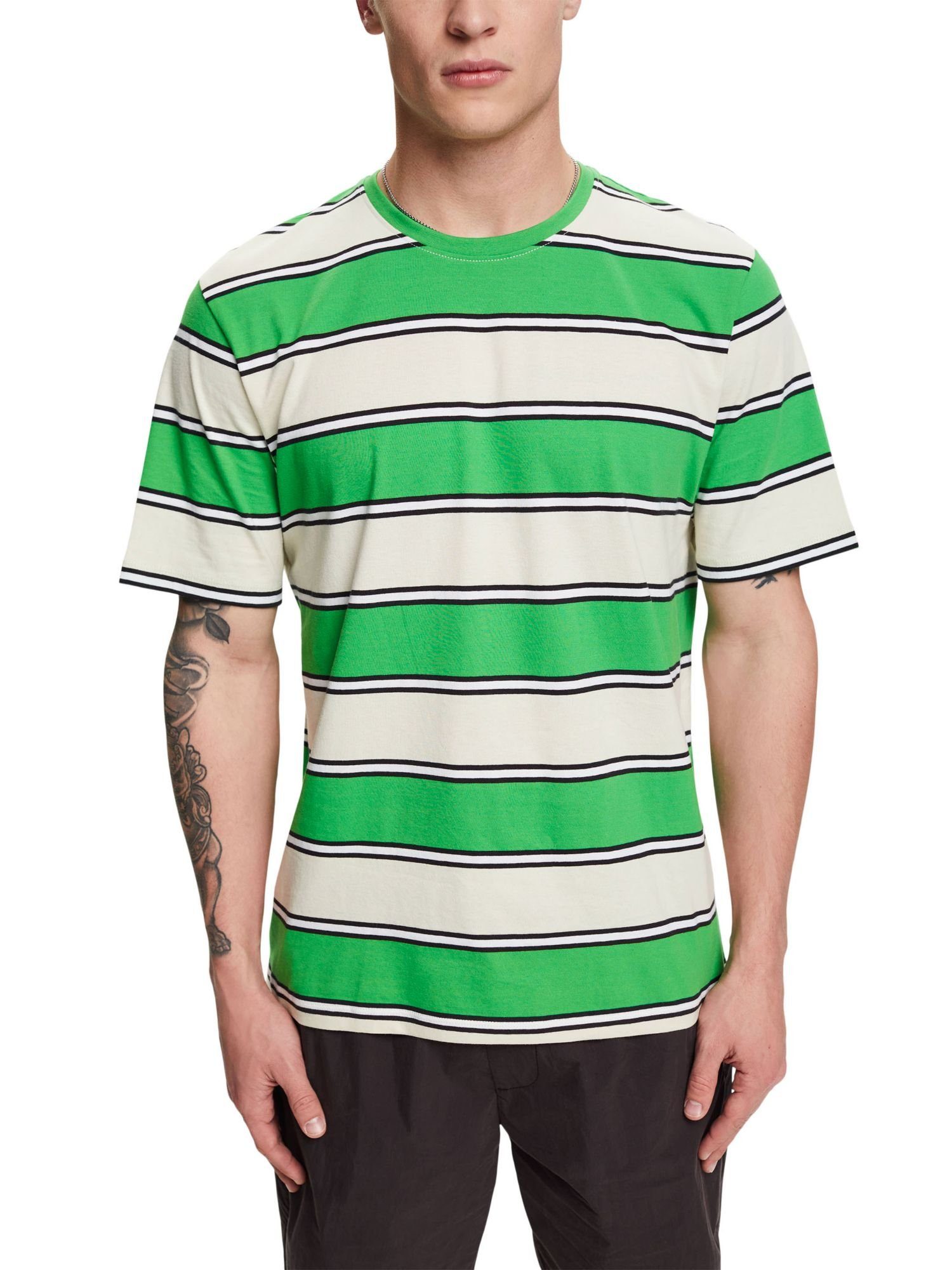Esprit T-Shirt (1-tlg) Baumwolle aus Streifen-T-Shirt nachhaltiger GREEN