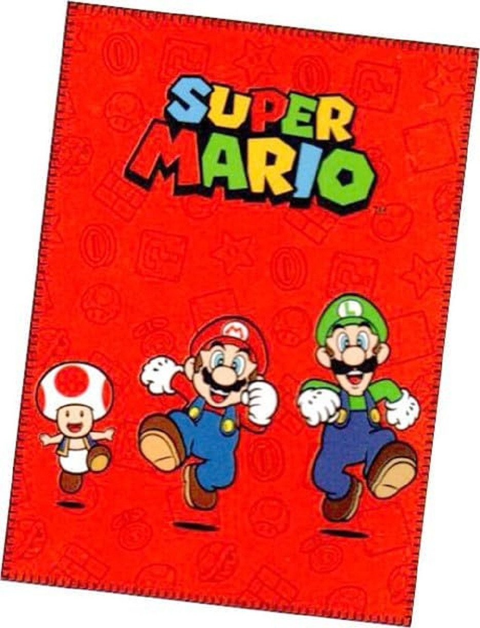 Wohndecke Super Mario Fleecedecke Kuscheldecke 100 x 140 cm, KK günstig online kaufen