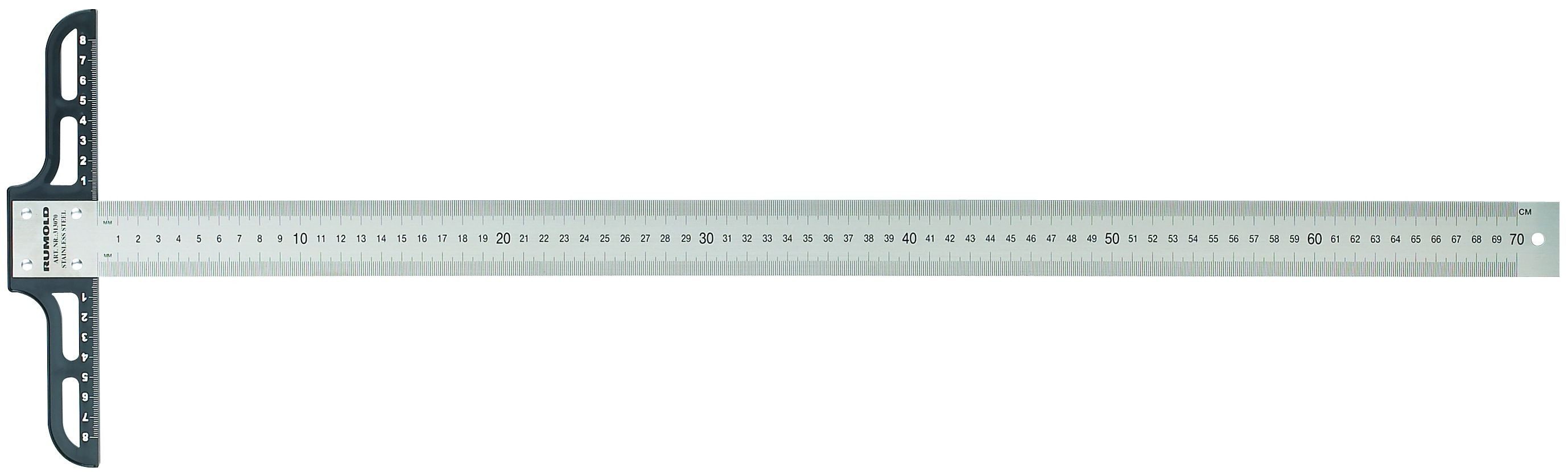Rumold Lineal Präzisions-Zeichenschiene Stahl mit Teilung 70cm