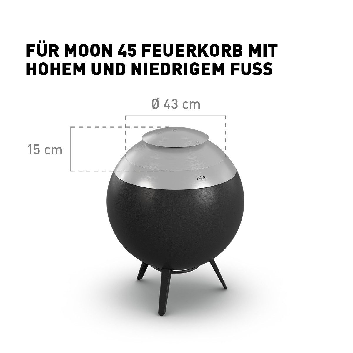 höfats Feuerkorb MOON 45 Deckel, (langlebige Abdeckung zur Vermeidung von Asche- und Funkenflug, Wölbung verhindert Wasseransammlung, witterungsbeständig), langlebiges Produkt, ⌀ 43 cm