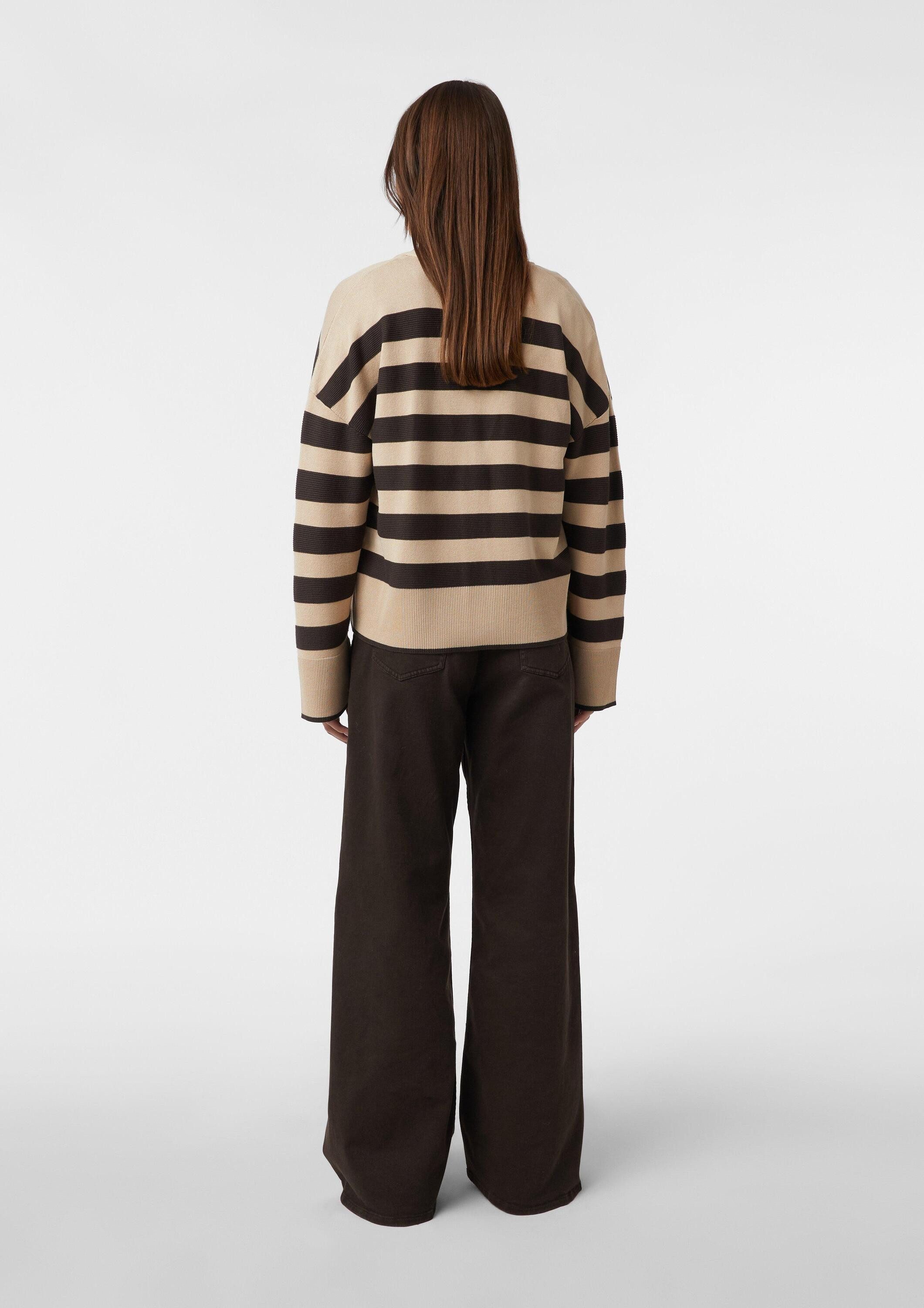 comma Cardigan Strickjacke Gestreifter Cardigan mit weitem Ärmelabschluss