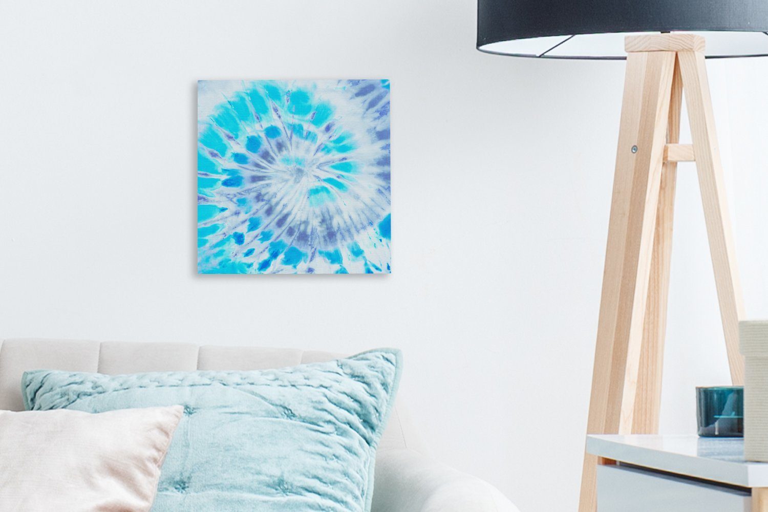 OneMillionCanvasses® Leinwandbild Sommer - Blau, Schlafzimmer für Bilder Leinwand (1 Wohnzimmer Krawattenfärbung - St)