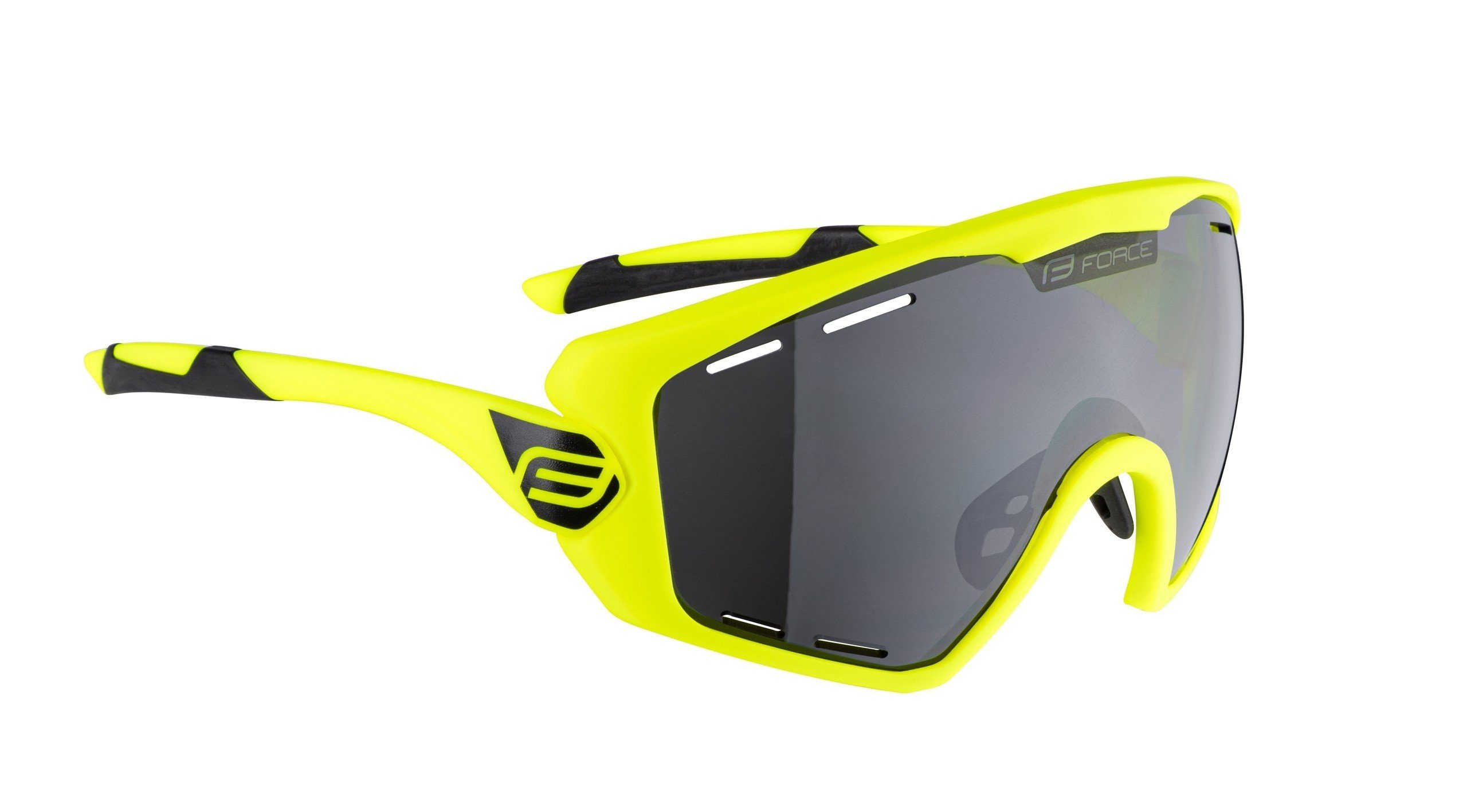 Glas gelb, Fahrradbrille FORCE OMBRO mattschwarzes PLUS Sonnenbrille FORCE