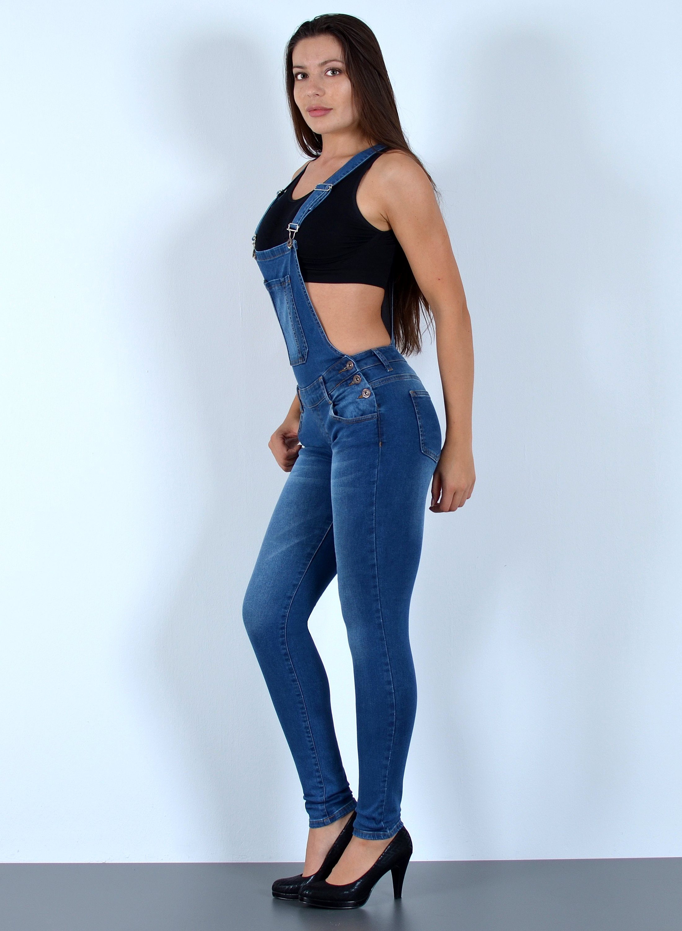 ESRA Jeanslatzhose Damen Latzjeans mit Hosenträger günstig online kaufen