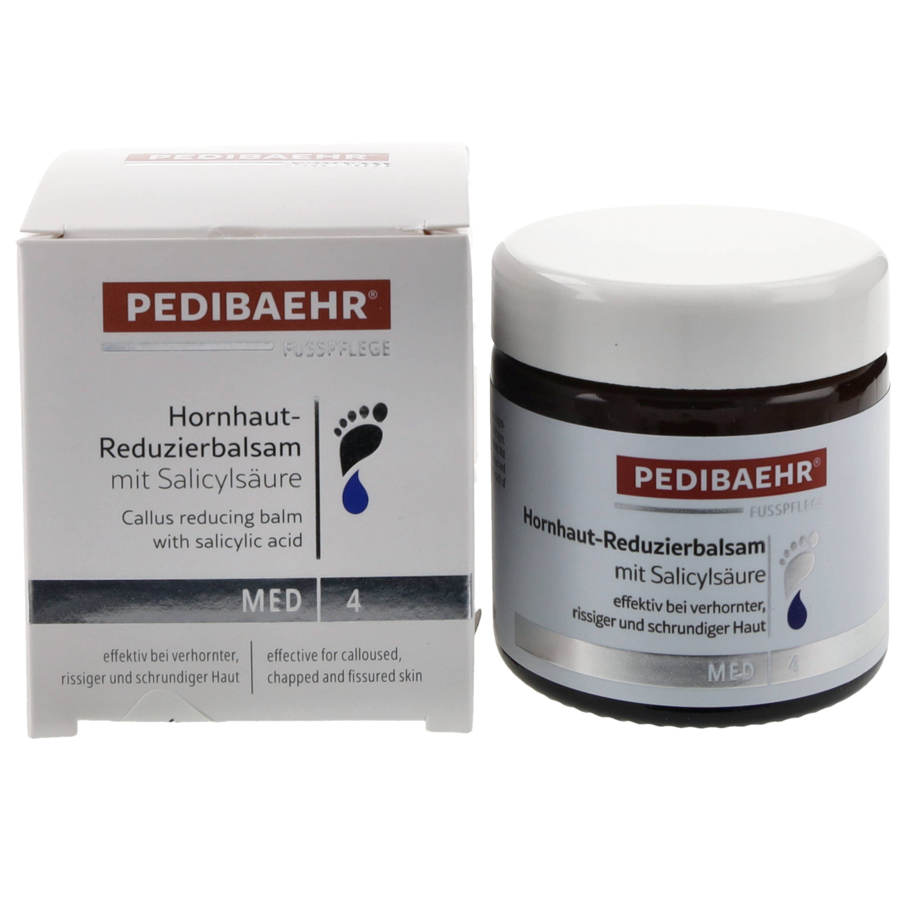 Pedibaehr Anti-Hornhautcreme Pedibaehr MED Hornhaut-Reduzierbalsam mit Salicylsäure 60ml reduziert Hornhaut spürbar, 1-tlg., auch für Hände, Ellenbogen & Knie geeignet