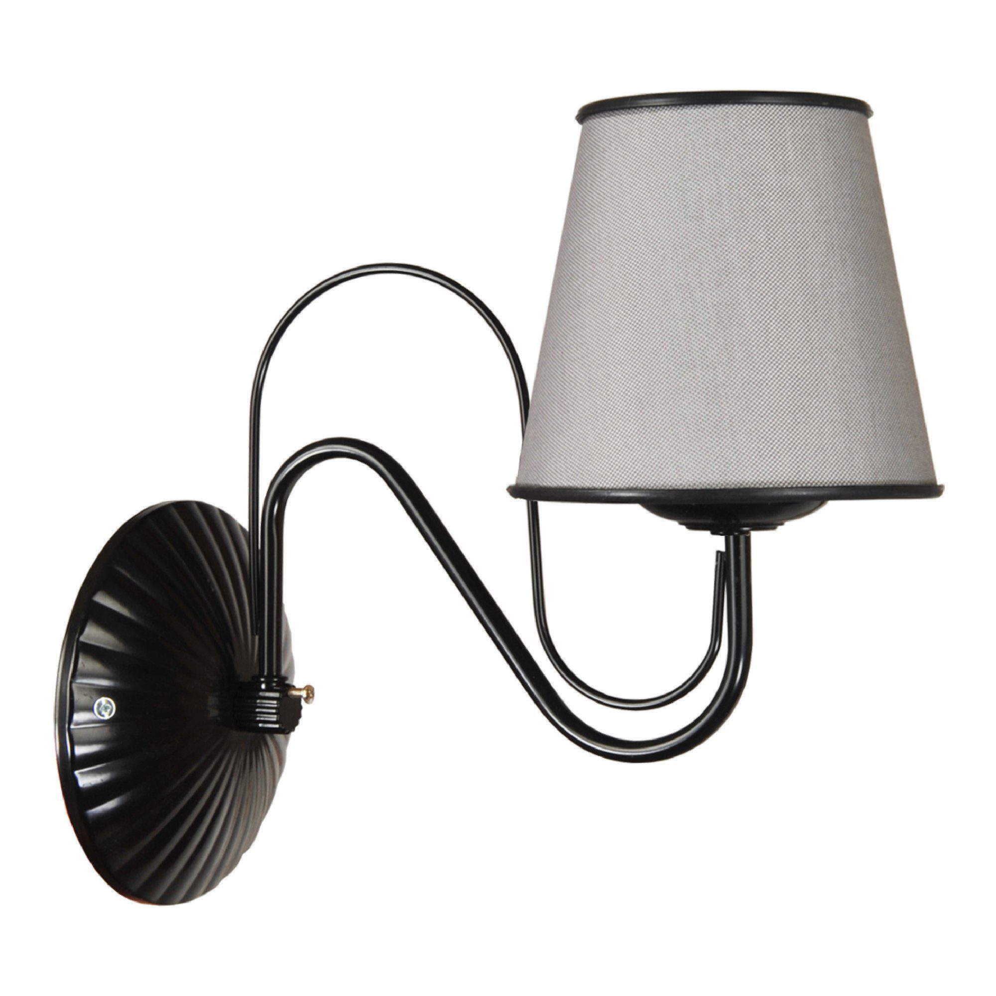 lux.pro Wandleuchte, ohne Leuchtmittel, Hampshire Wandlampe 1xE27 aus Metall und Stoffschirm Schwarz/Grau