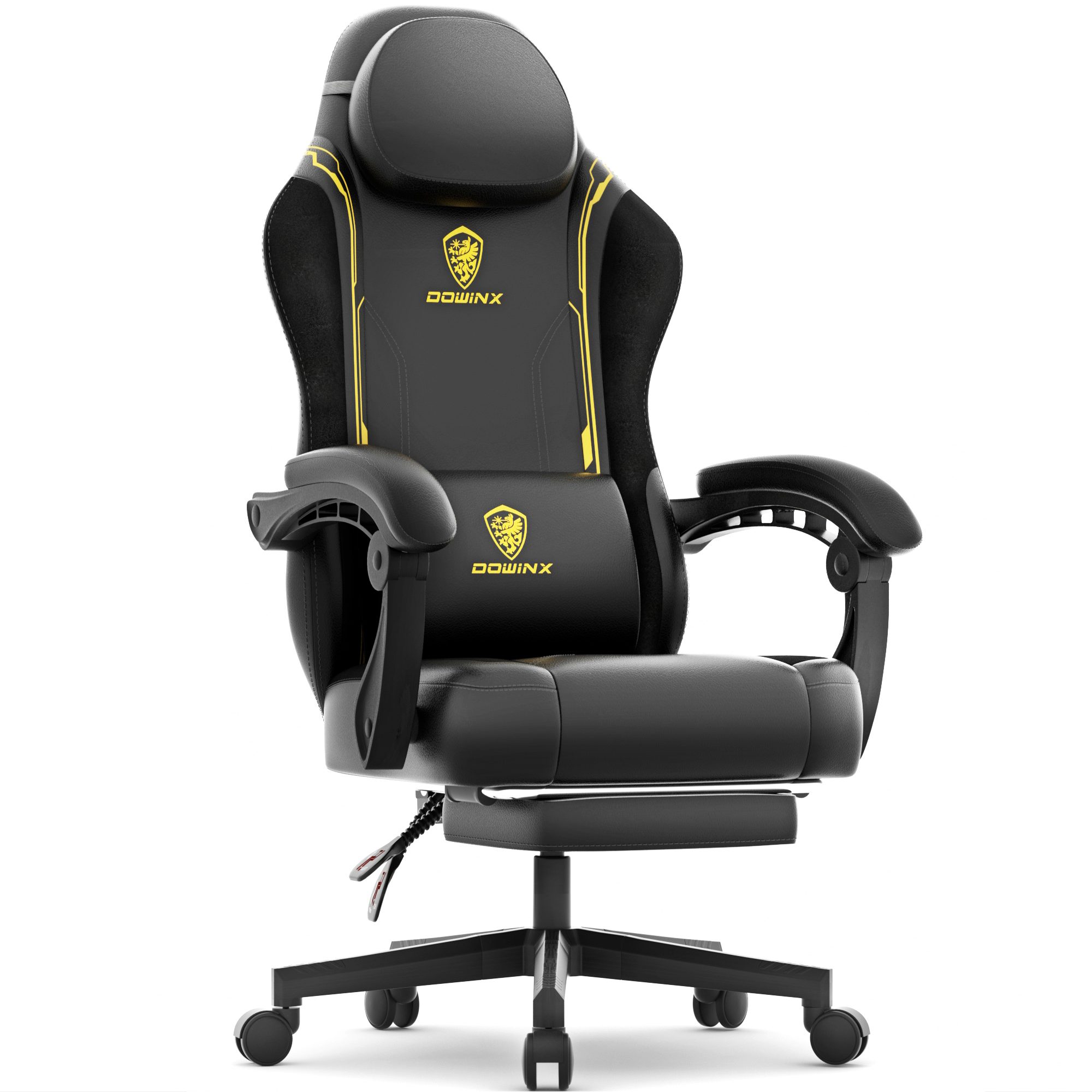 Dowinx Gaming-Stuhl Ergonomischer Gaming Sessel, Racing Gamer Stuhl mit Lendenwirbelstütze, PC-Stuhl Verbreiterte Rückenlehne