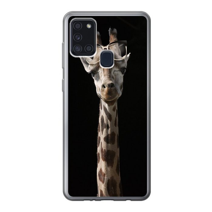 MuchoWow Handyhülle Giraffe - Schutzbrille - Schwarz Handyhülle Samsung Galaxy A21s Smartphone-Bumper Print Handy