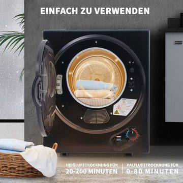 Docrooup Wandwäschetrockner Doppelfilter, PTC-Keramikheizung, Edelstahltrommel, Überhitzungsschutz, 2,5 kg, 200-Minuten-Timer, 65°C geeignete Trocknungstemperatur