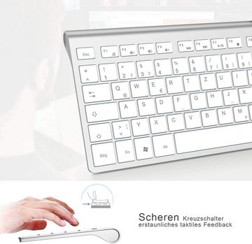 J JOYACCESS Kabellos, mit, 500mAh Wiederaufladbar Akku, 2.4G Ultraslim Tastatur- und Maus-Set, mit Ziffernblock(Deutsch QWERTZ Layout)