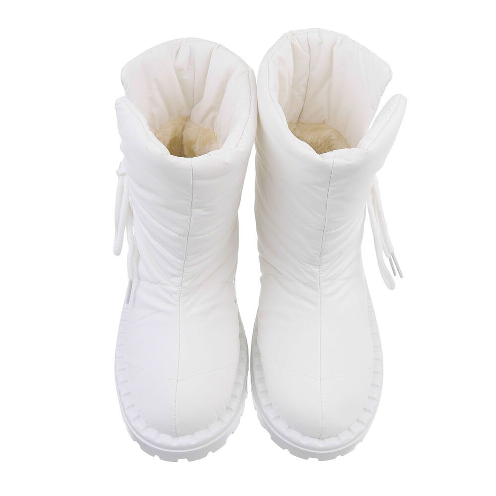 Ital-Design Damen Snowboots Freizeit Snowboots Flach Flache Stiefeletten in Weiß