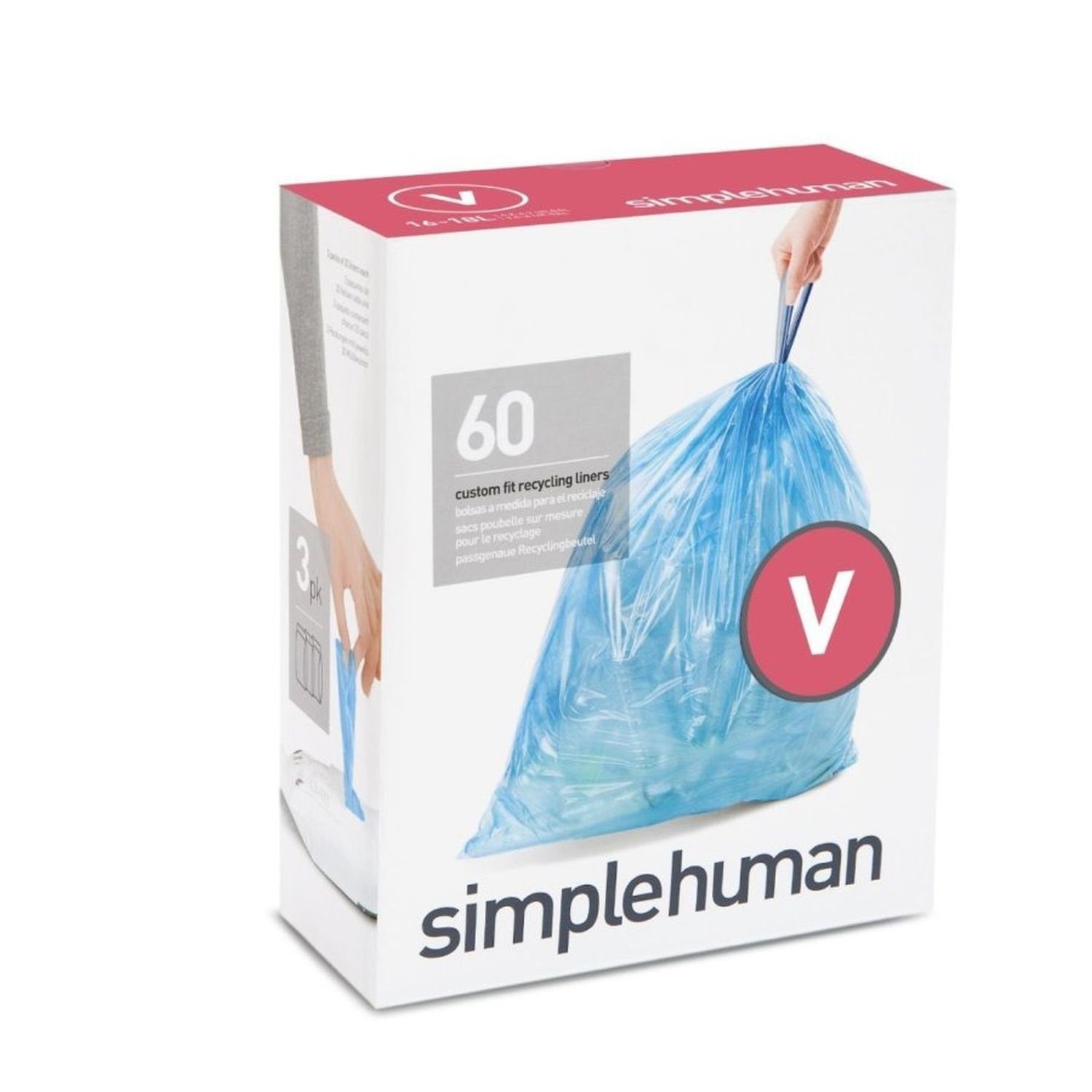 simplehuman Müllbeutel Passgenaue Müllbeutel-Großpackung Code V 60 Stück