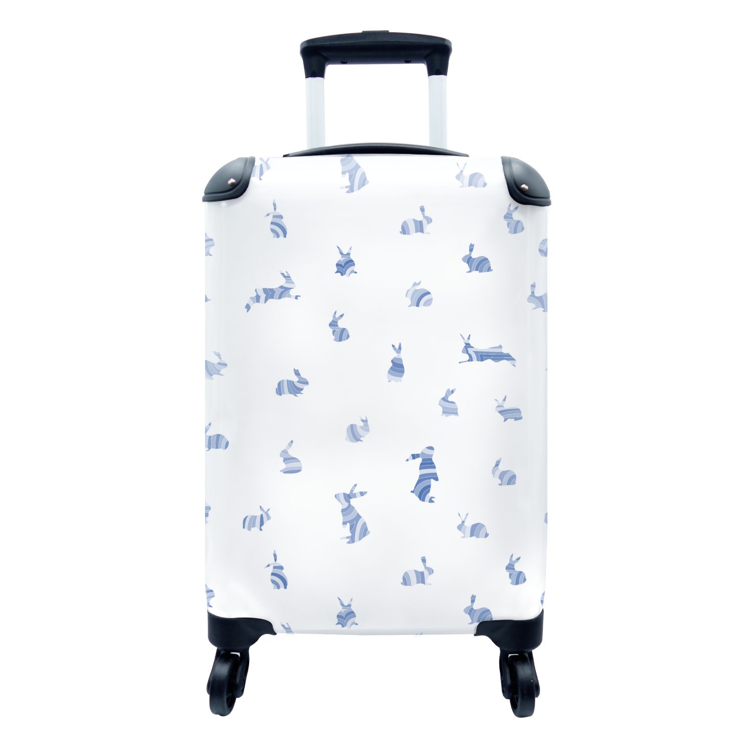 MuchoWow Handgepäckkoffer Kaninchen - Muster - Hase, 4 Rollen, Reisetasche mit rollen, Handgepäck für Ferien, Trolley, Reisekoffer