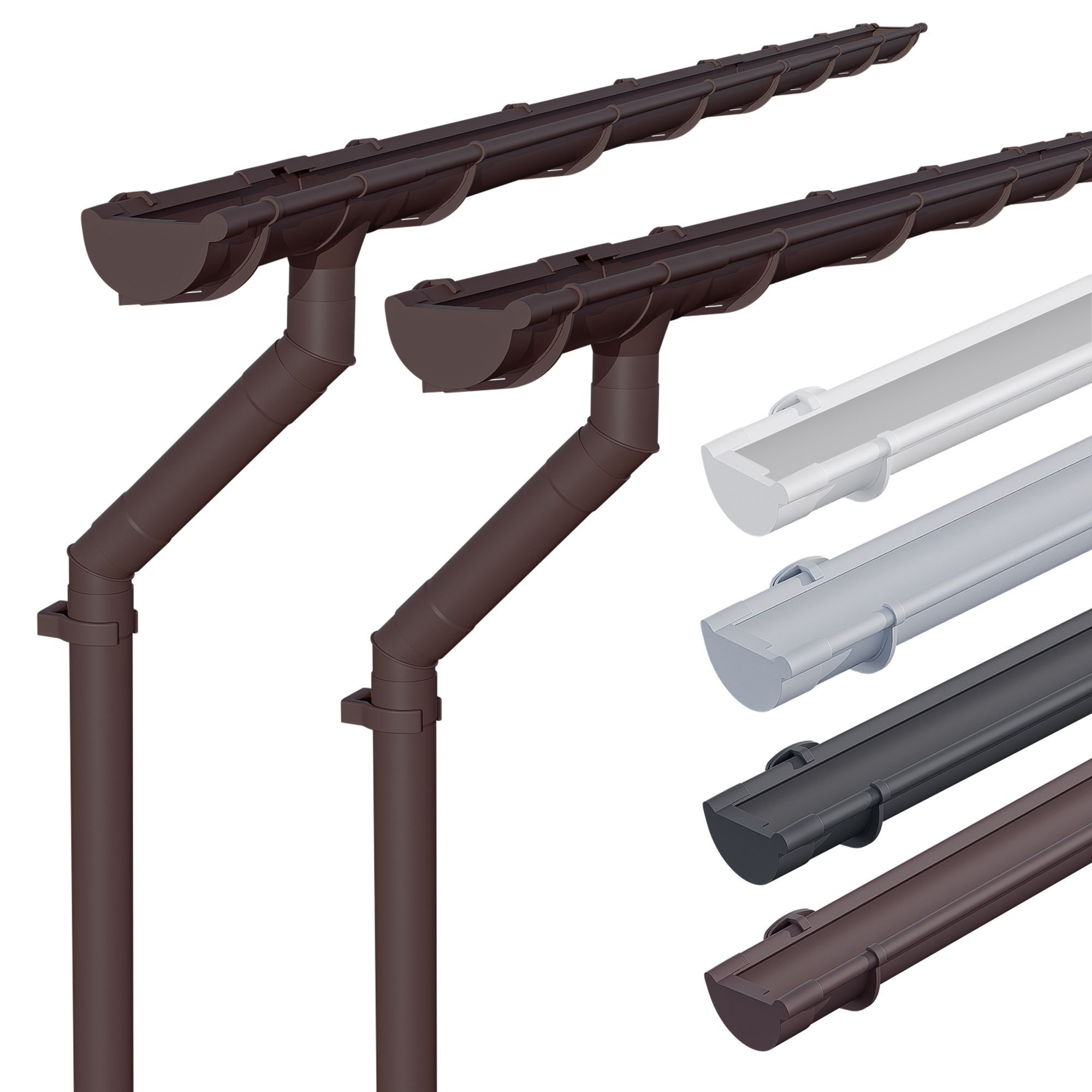 INEFA Dachrinne NW 100 Dachrinnen-Set PVC halbrund für Gartenhaus mit Satteldach,2 x 3m, Regenrinnen-Set von INEFA, 2-St., Set für zwei Dachseiten, zwei Dachseiten, Regenrinne Kunststoff für Satteldach, Made in Germany