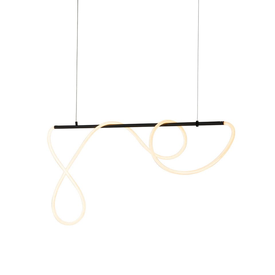 Qazqa Pendelleuchte Danisha, Dimmbar, LED fest integriert, Extra-Warmweiß, QAZQA Hängeleuchte, integrated, Schwarz, Stahl, Design