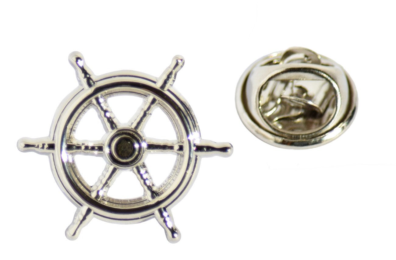 MADSea Schiebermütze Elbsegler dunkelblau Pin Steuerrad silberfarben maritime Kapitänsmütze mit Krone, Zierband, Kordel und Pin