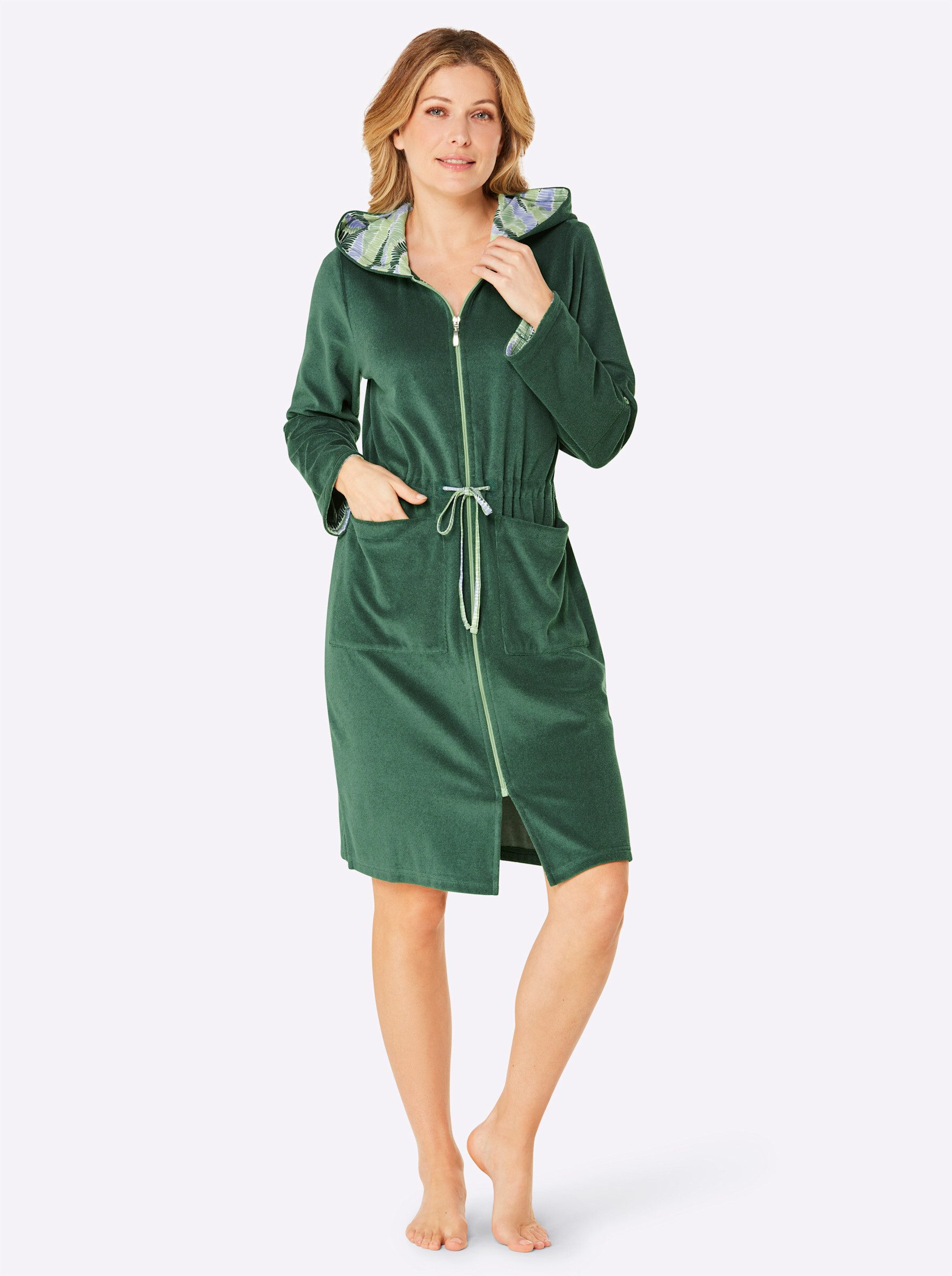 Witt Damenbademantel Bademantel ., Länge ca. 100 cm, Baumwolle, Reißverschl günstig online kaufen