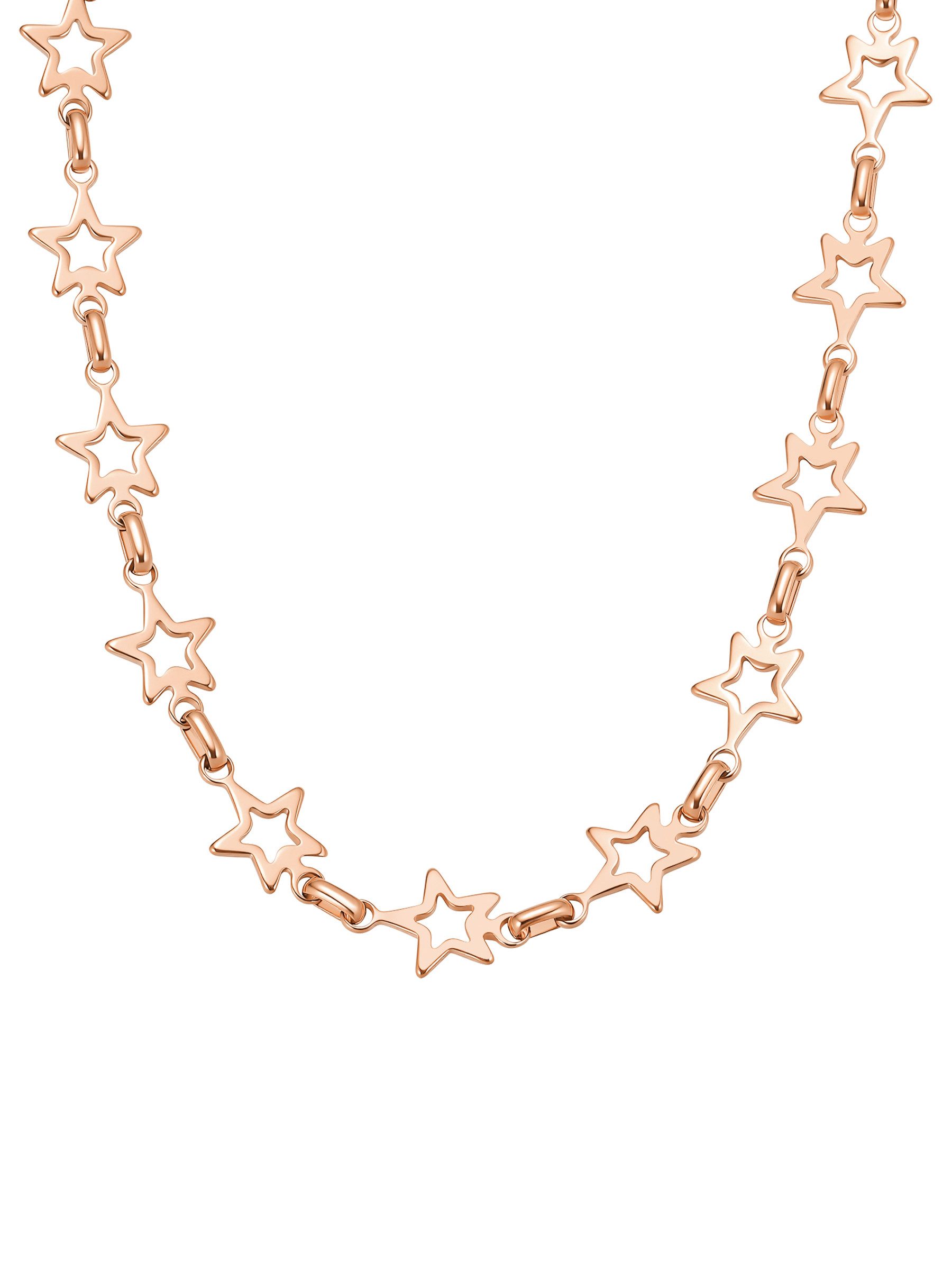 Hey Happiness Choker Stern Damen Halskette vergoldet aus Edelstahl, Statement Wasserfeste Kette mit Stern-Gliedern, Geschenk für Frauen