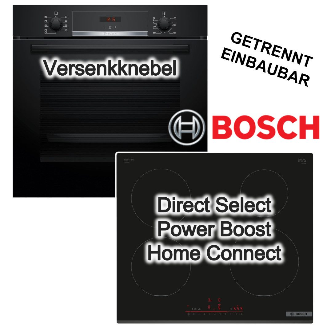BOSCH Backofen-Set 3D Heißluft Hydrolyse + Induktionskochfeld PowerBoost Home Connect, Hydrolyse