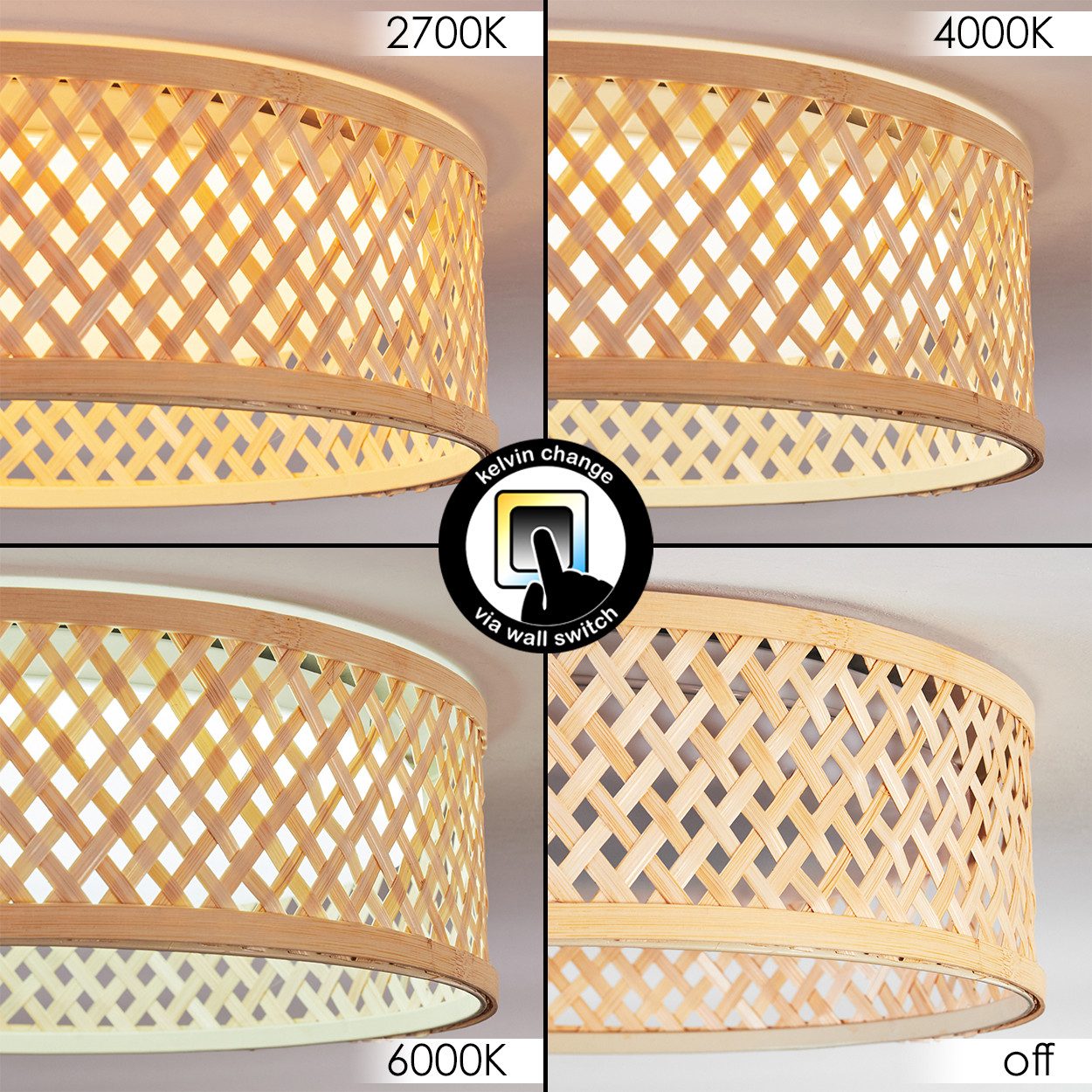 hofstein Deckenleuchte Deckenlampe aus Metall/Bambus/Kunststoff in Naturfar günstig online kaufen