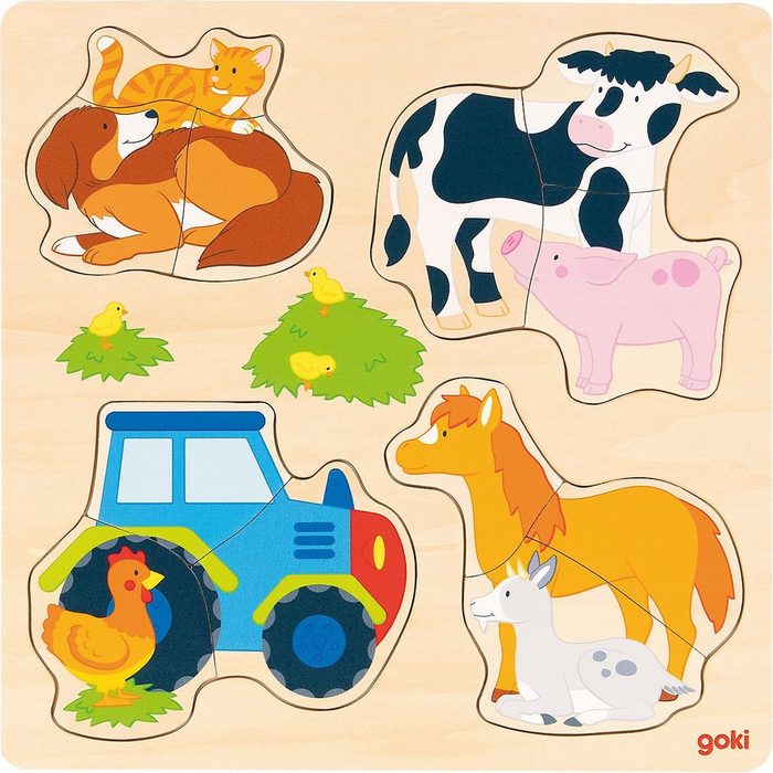 goki Steckpuzzle Einlegepuzzle Bauernhoftiere Puzzleteile